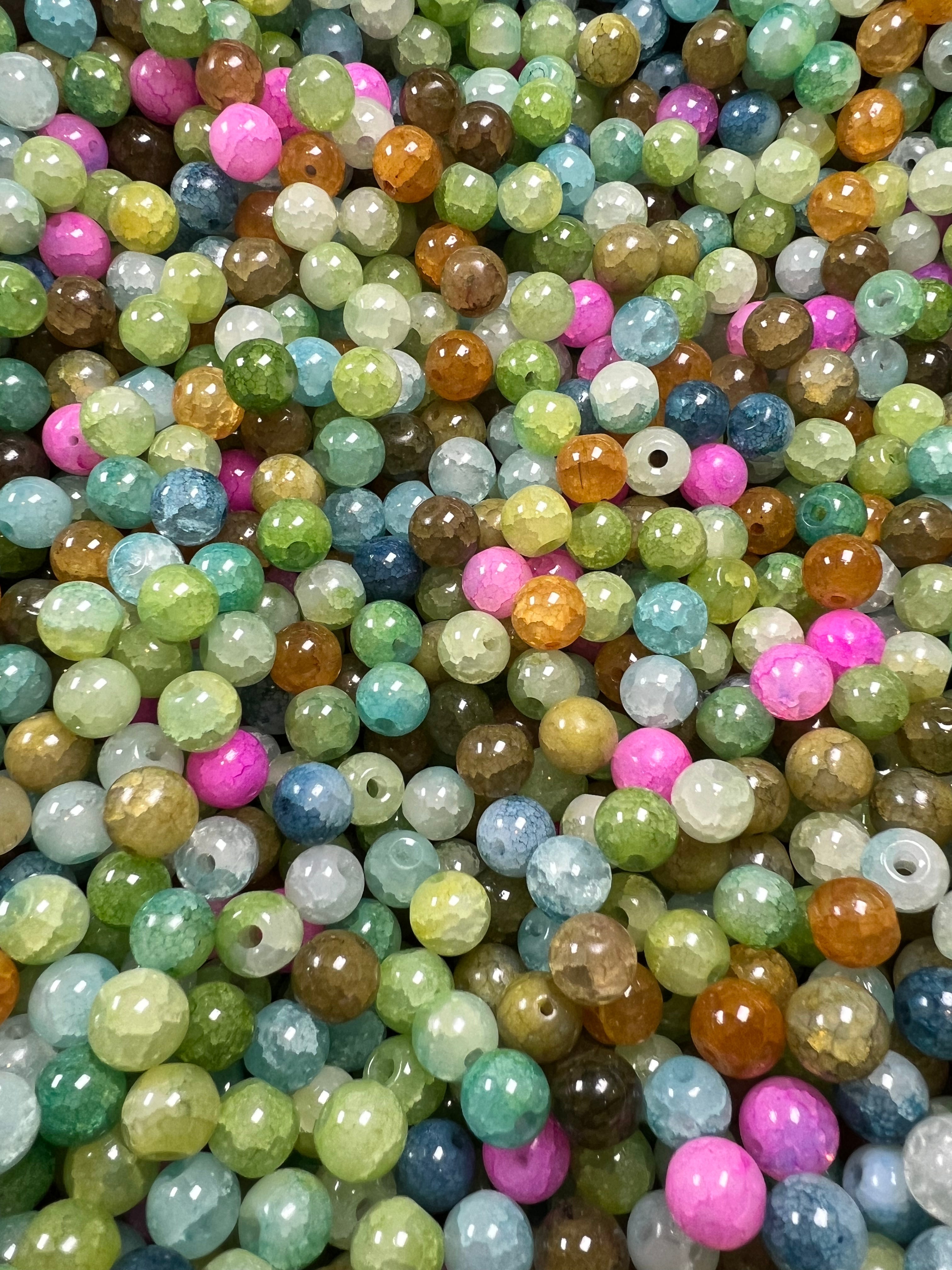 8mm Crackle Glass Beads
