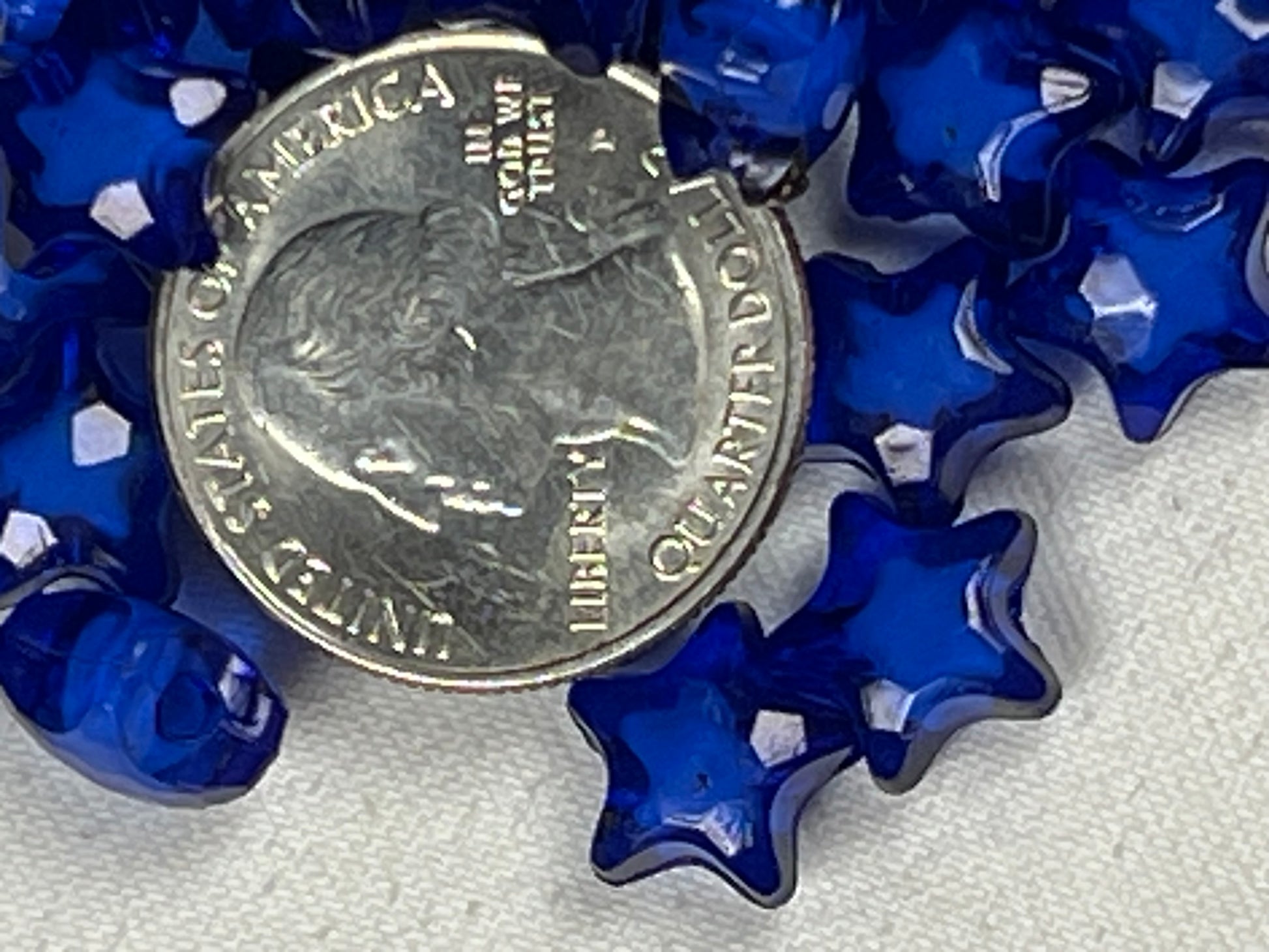 50 Acrylic Bead-in-Bead Star Beads Blue