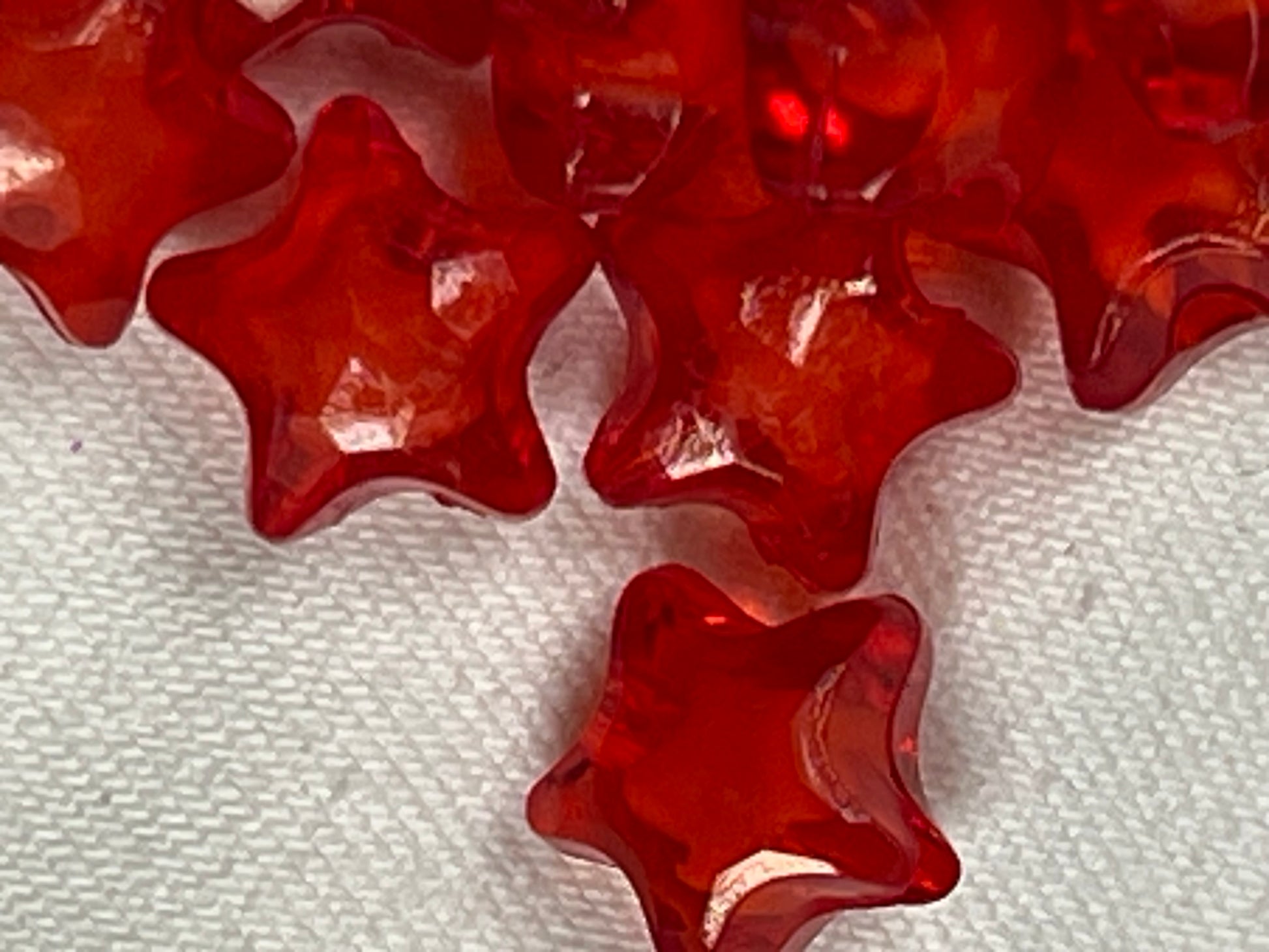50 Acrylic Bead-in-Bead Star Beads Red