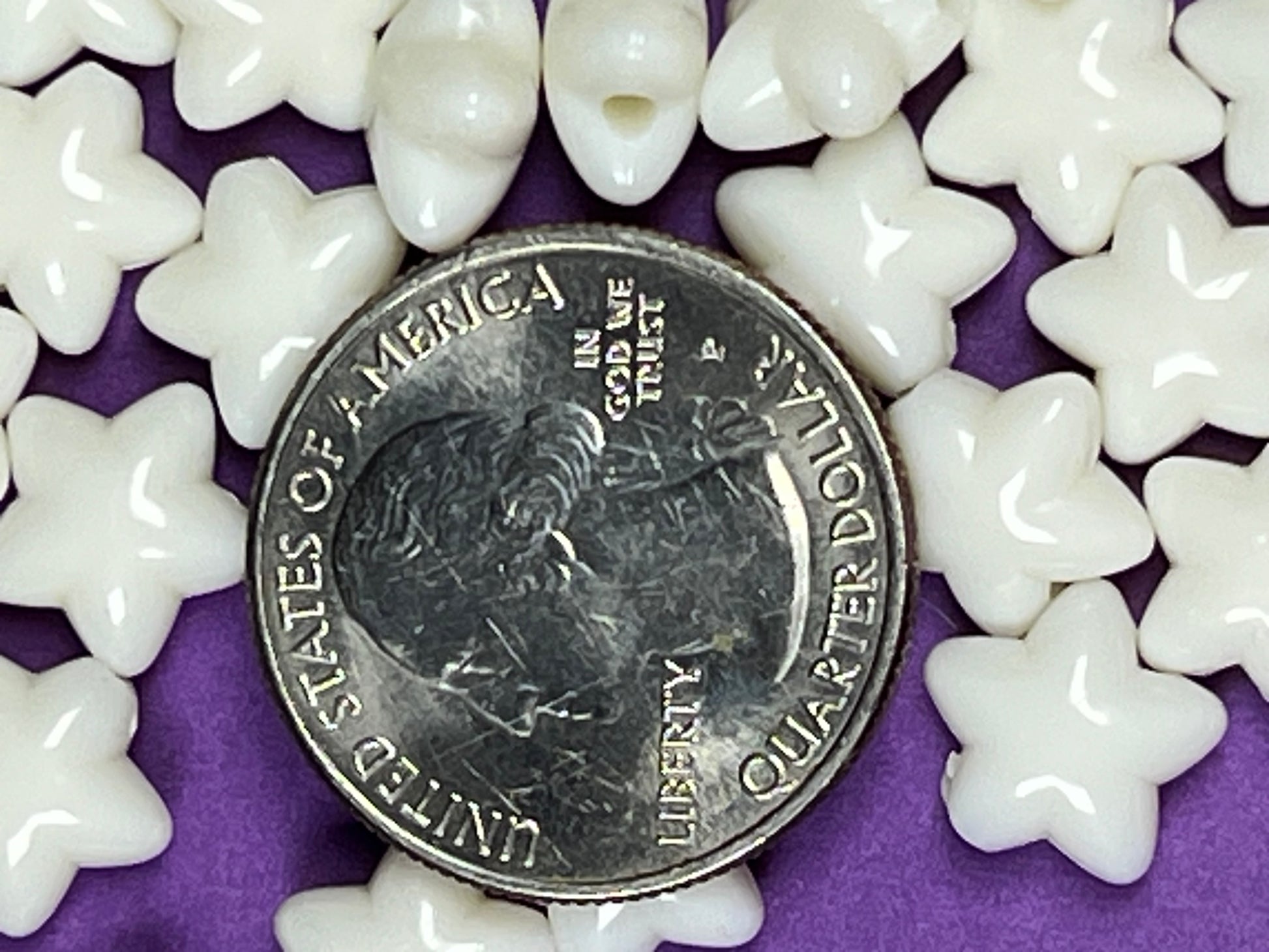 50 Acrylic Opaque Star Beads White