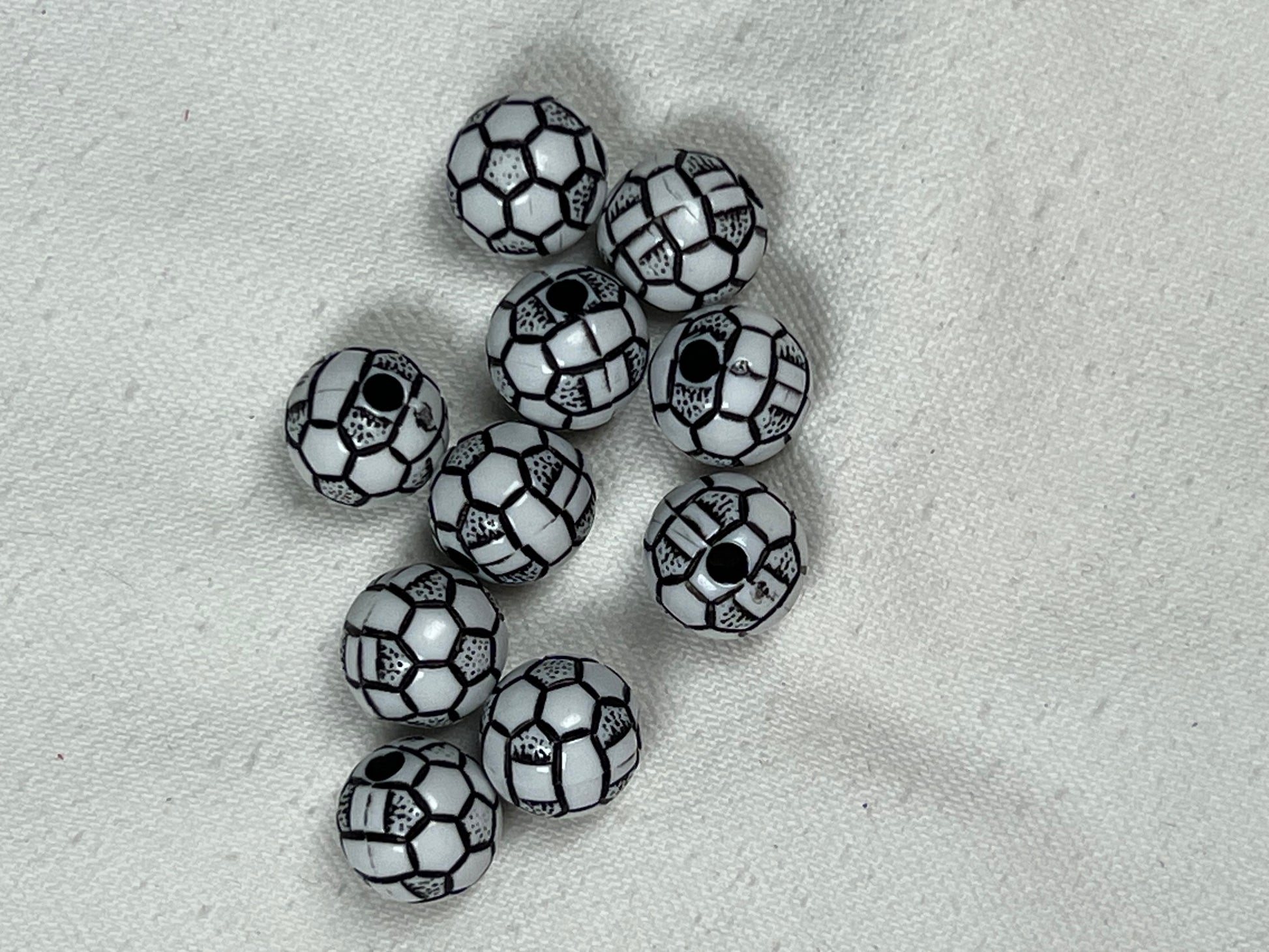 10 Acrylic Soccer Ball Beads