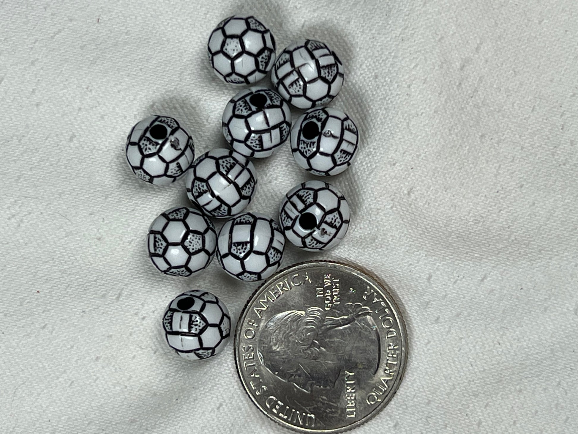 10 Acrylic Soccer Ball Beads