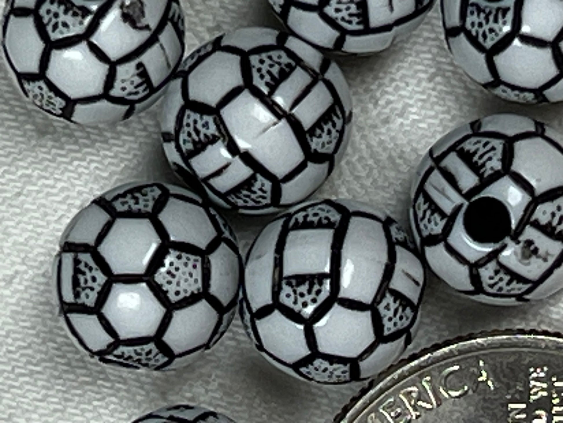 10 Acrylic Soccer Ball Beads