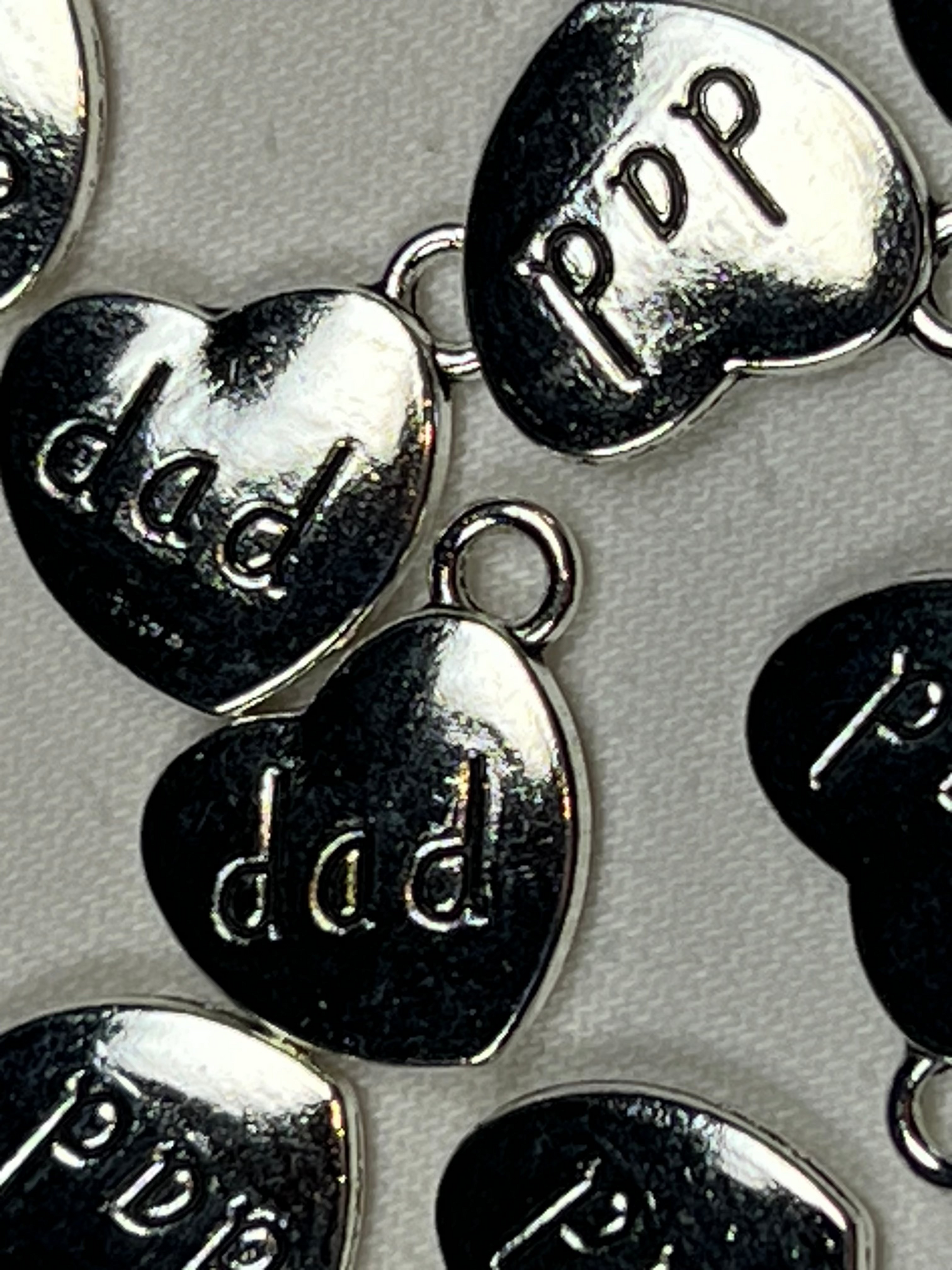 10 Tibetan Style Double Sided Dad Heart Pendants/Charm
