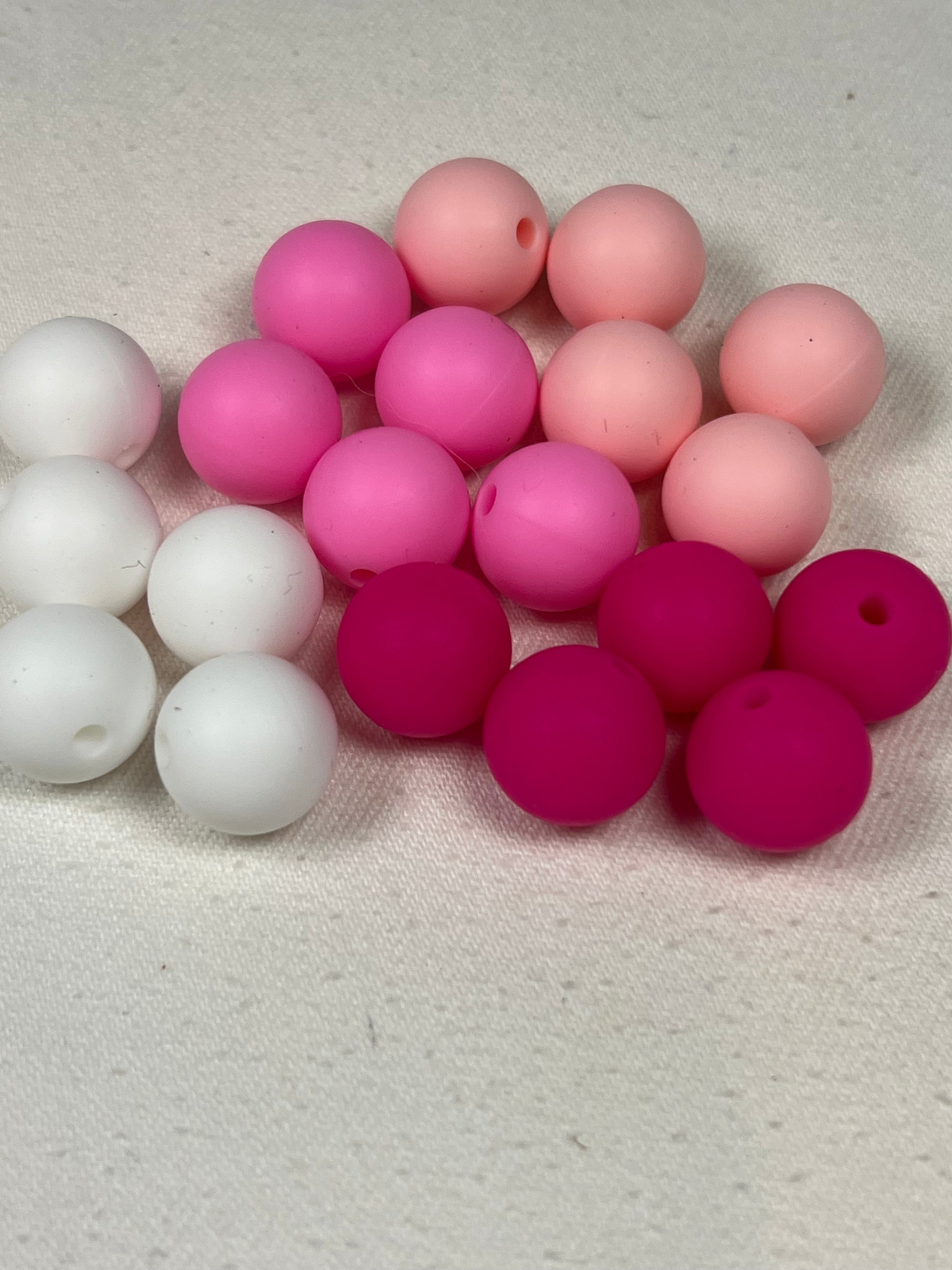 16 12mm Silicone Beads Pink Mix