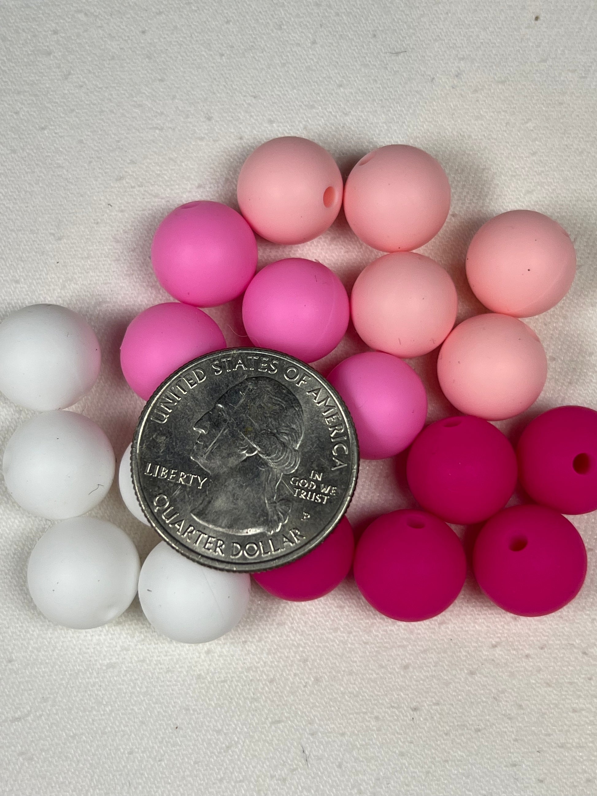16 12mm Silicone Beads Pink Mix