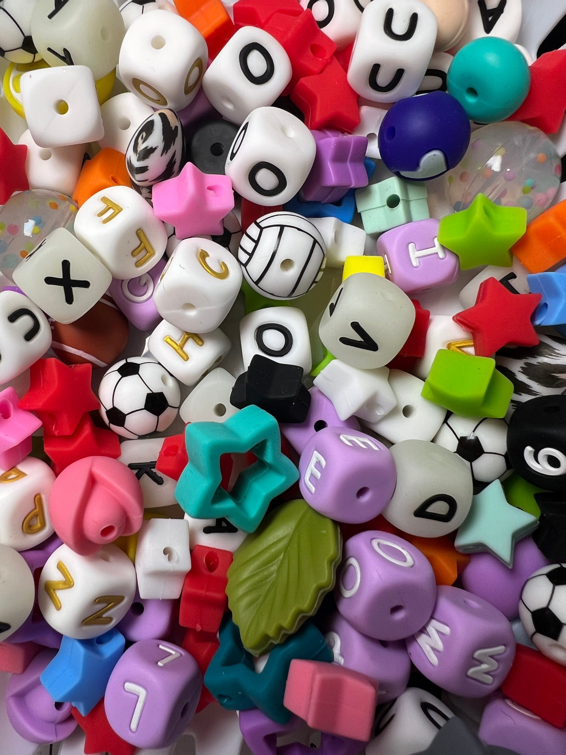 10 Silicone Beads in Mixed Shapes