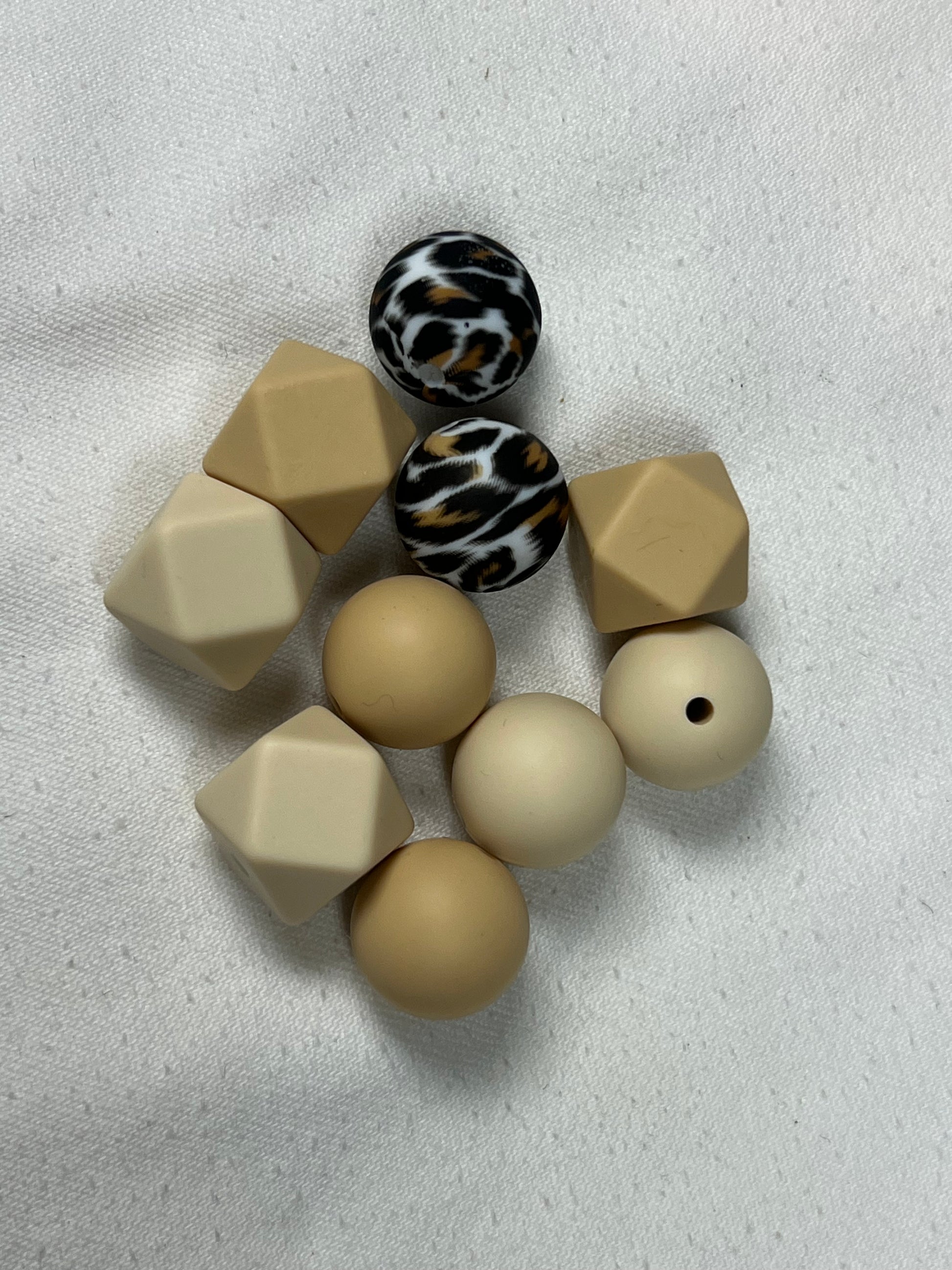 10 Silicone Beads in Leopard Mix Mixed Shapes