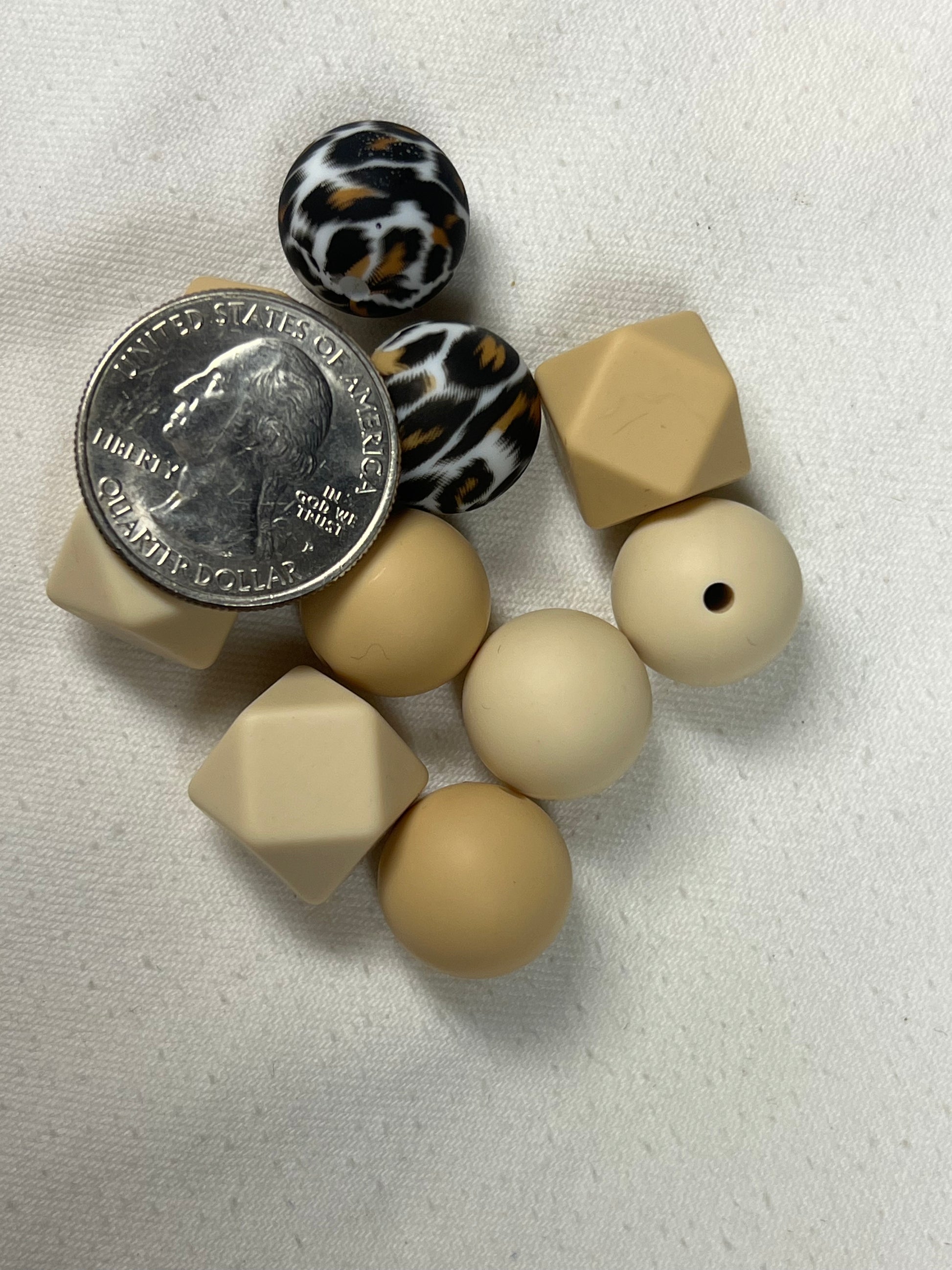 10 Silicone Beads in Leopard Mix Mixed Shapes