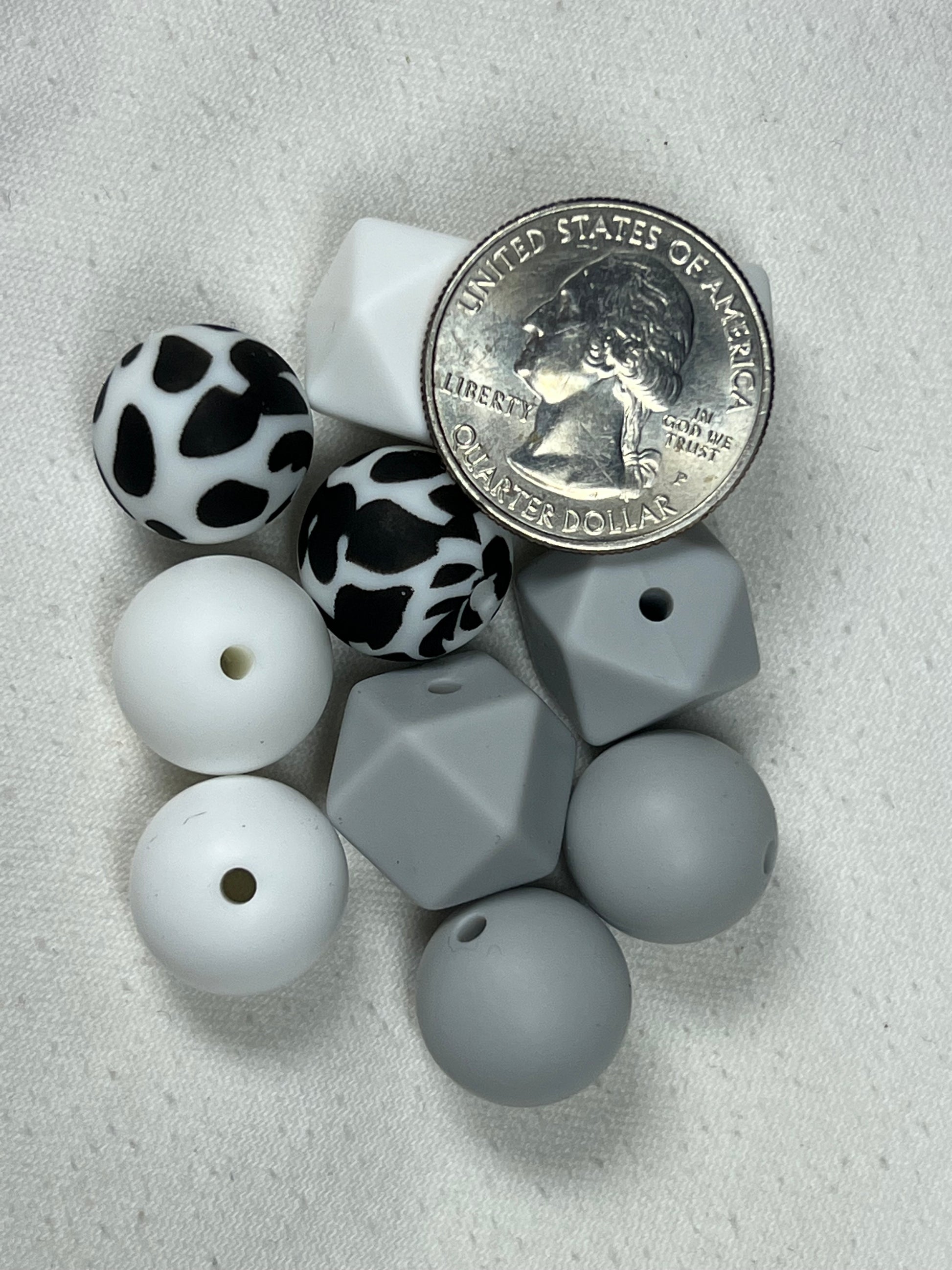 10 Silicone Beads in Cow Mix Mixed Shapes
