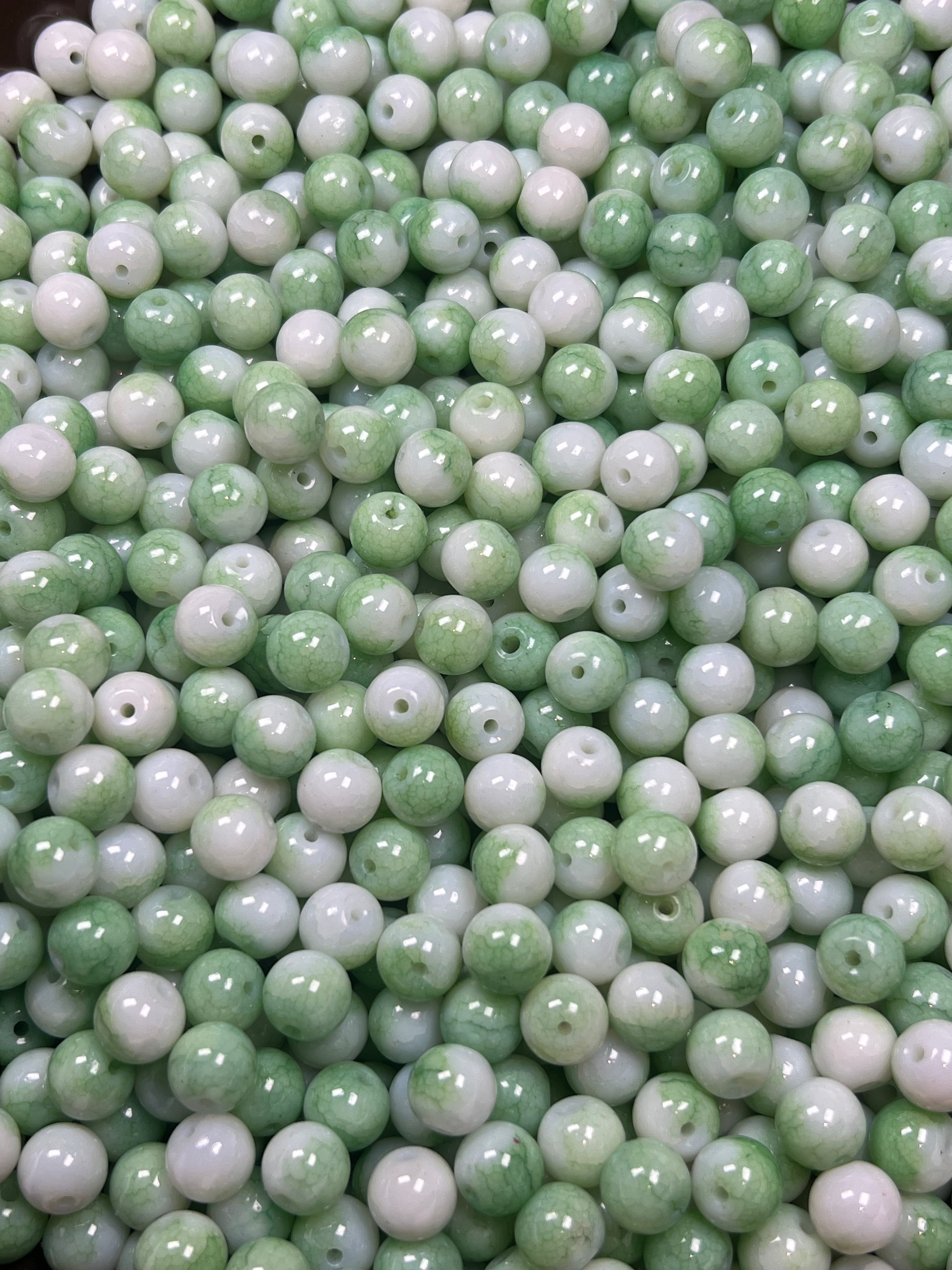 35 10mm Opaque Crackle Glass Beads Medium Aquamarine