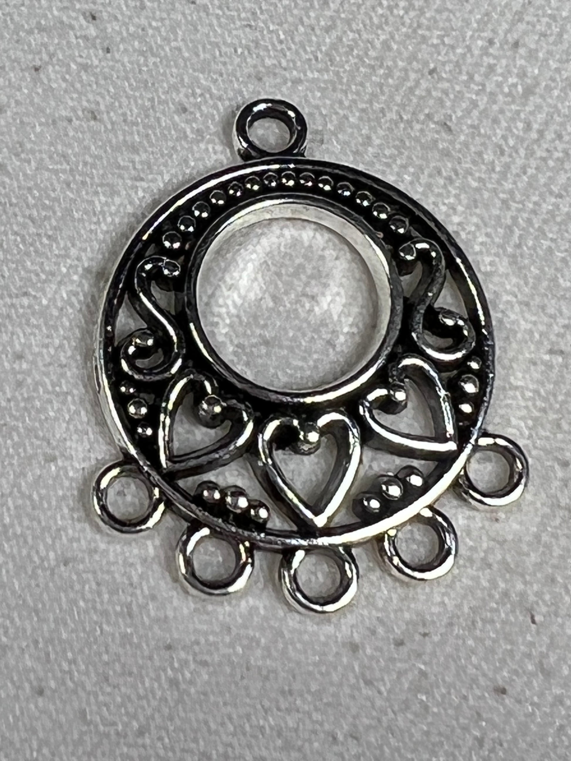 One Pair Tibetan Style Chandelier Flat Round Heart Earring Findings