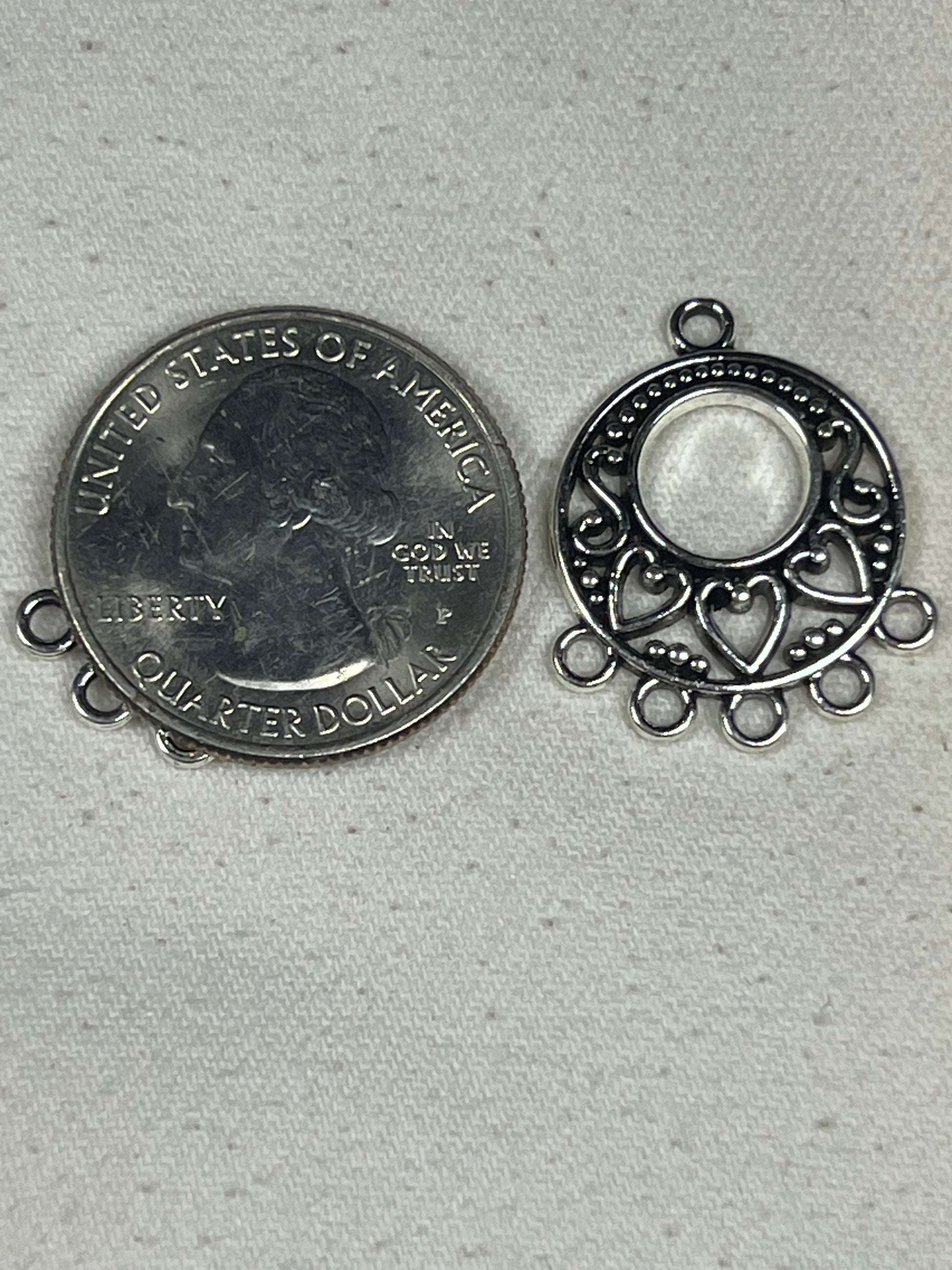 One Pair Tibetan Style Chandelier Flat Round Heart Earring Findings