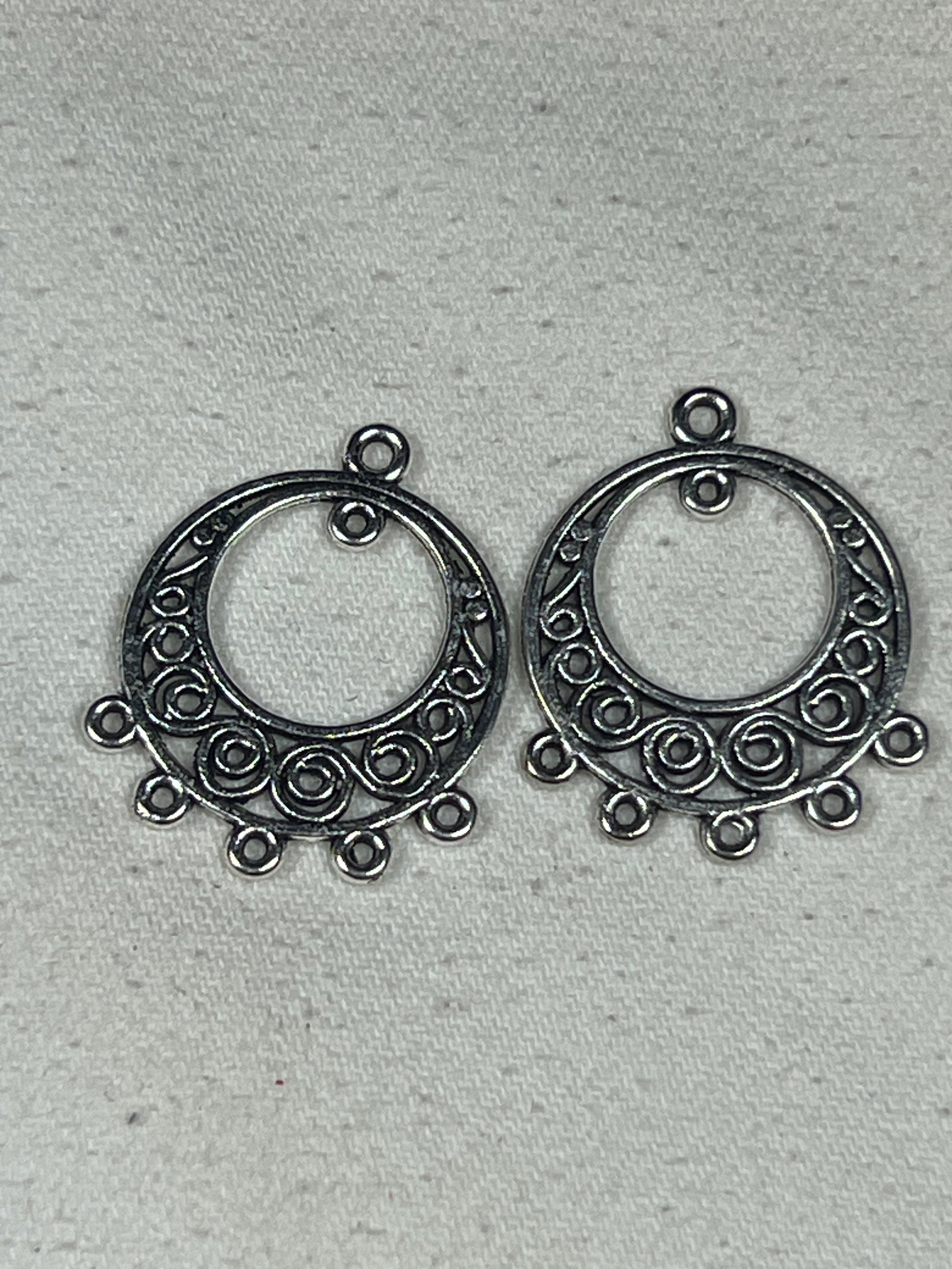 One Pair of Tibetan Style Chandelier Flat Round Earring Findings