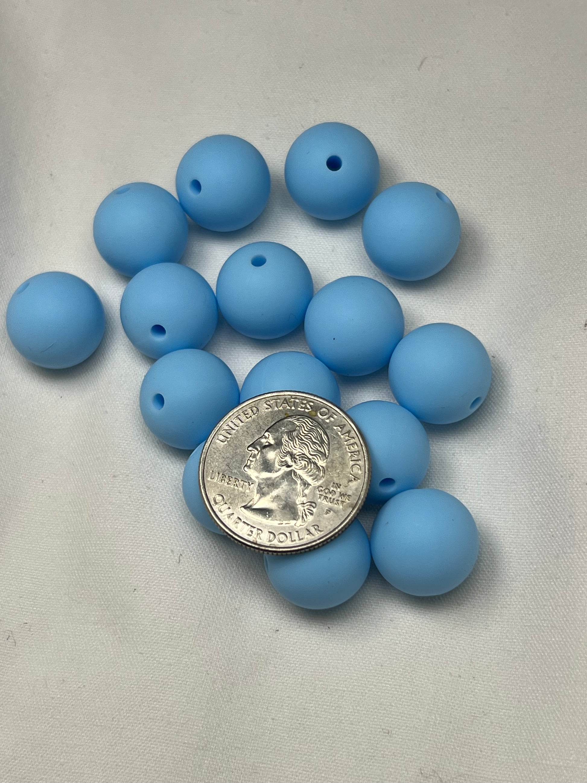 15 15mm Silicone Beads Sky Blue