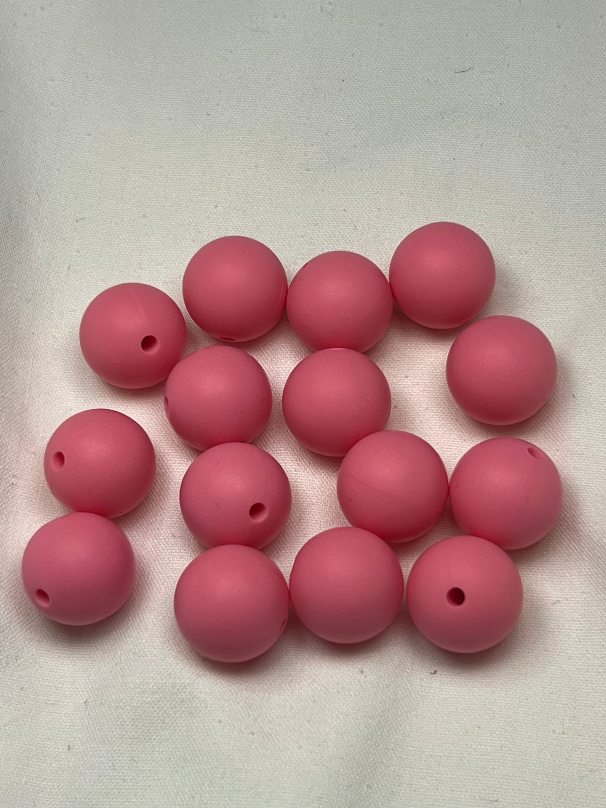 15 15mm Silicone Beads Pink