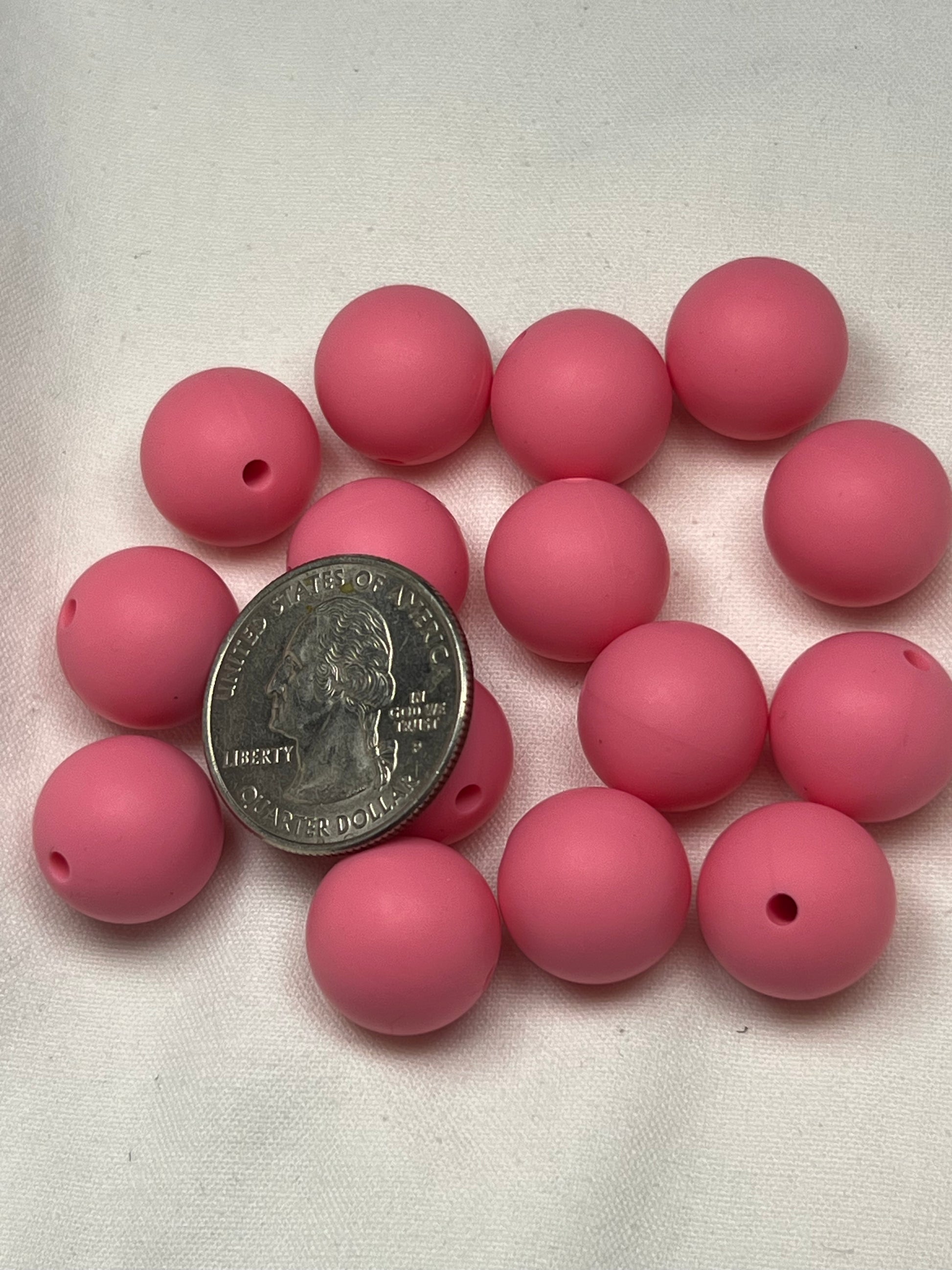 15 15mm Silicone Beads Pink