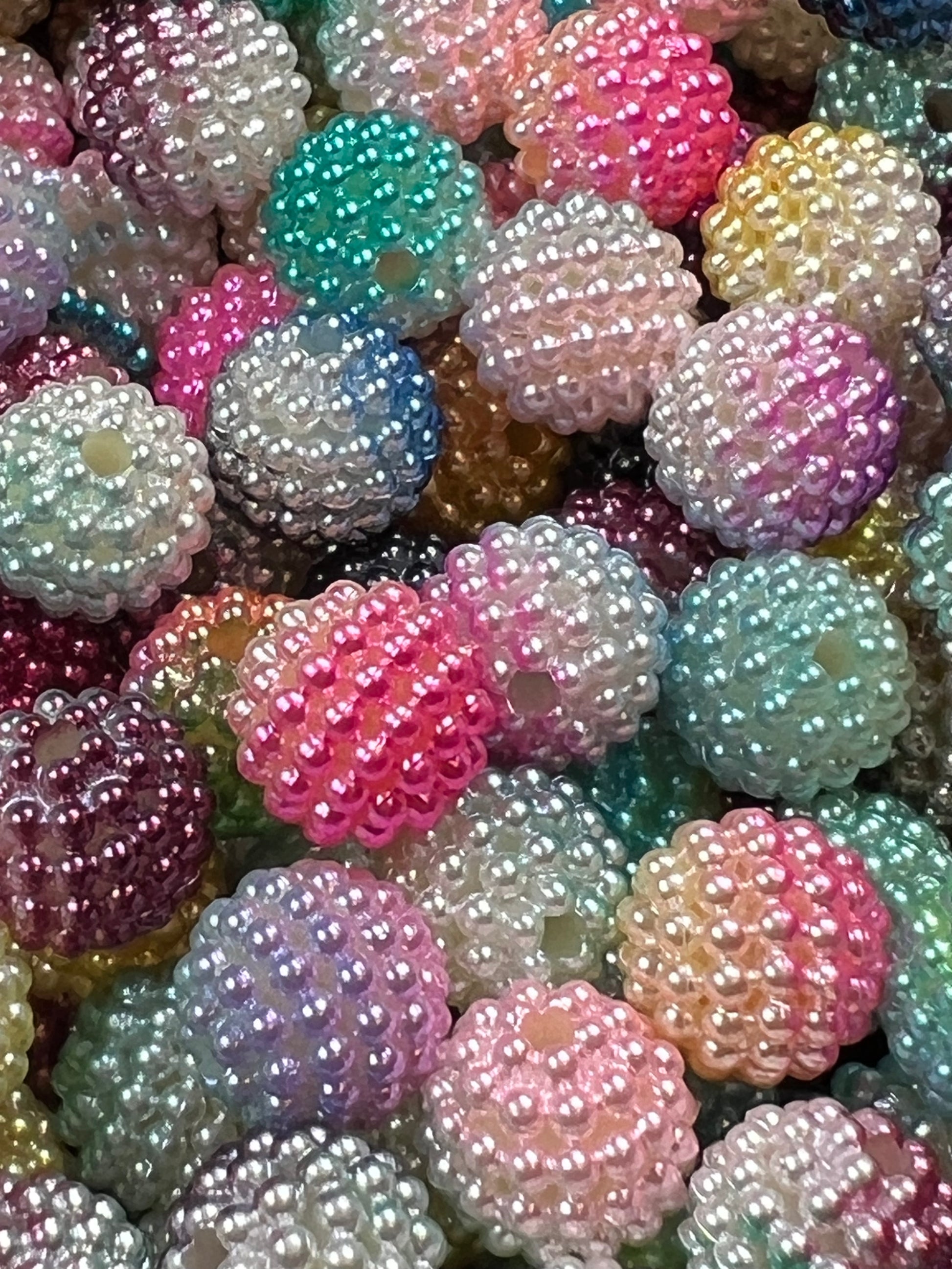 20 15mm Acrylic Berry Beads Mixed Colors
