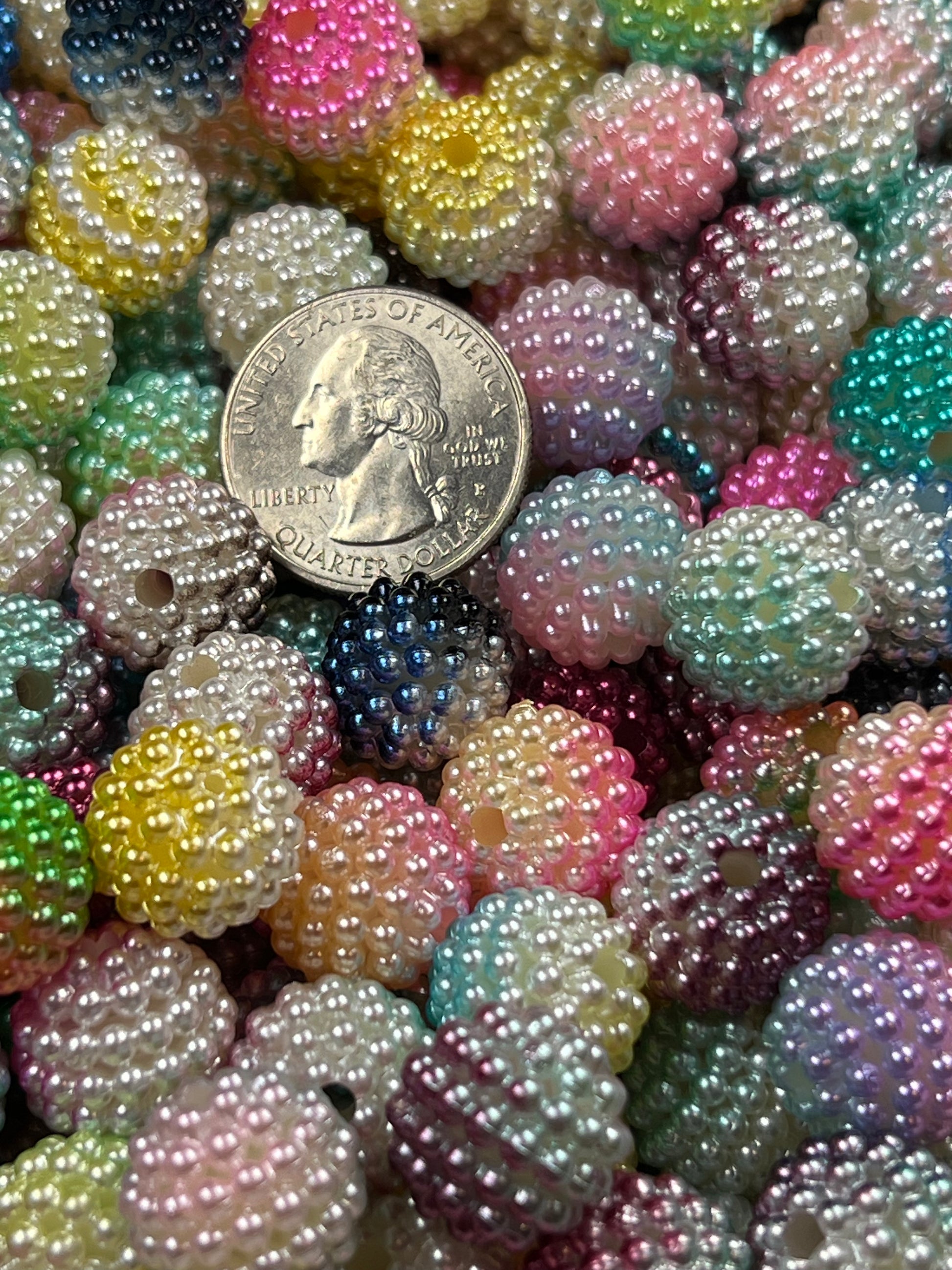 20 15mm Acrylic Berry Beads Mixed Colors