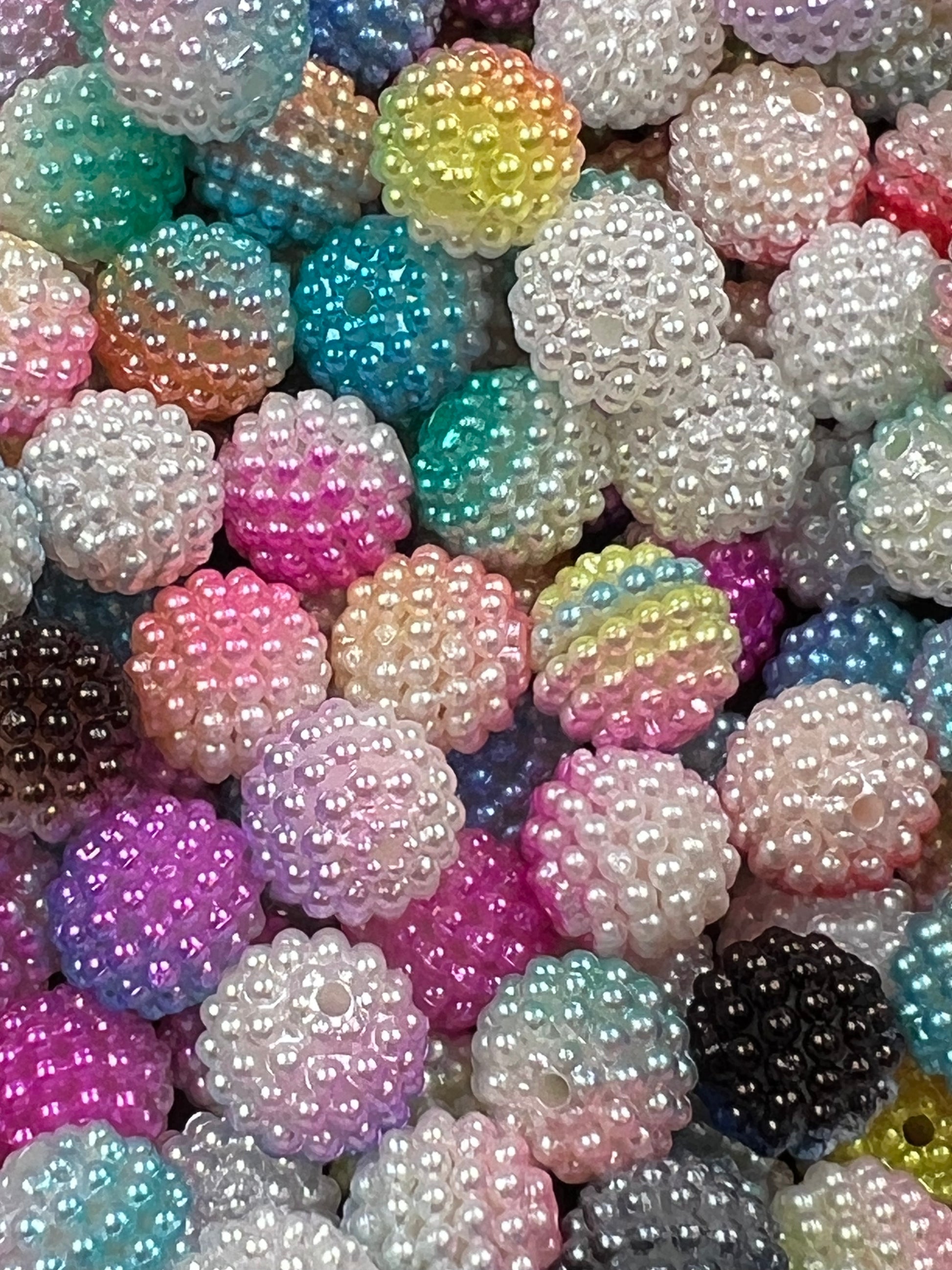 25 12mm Acrylic Berry Beads in Mixed Colors