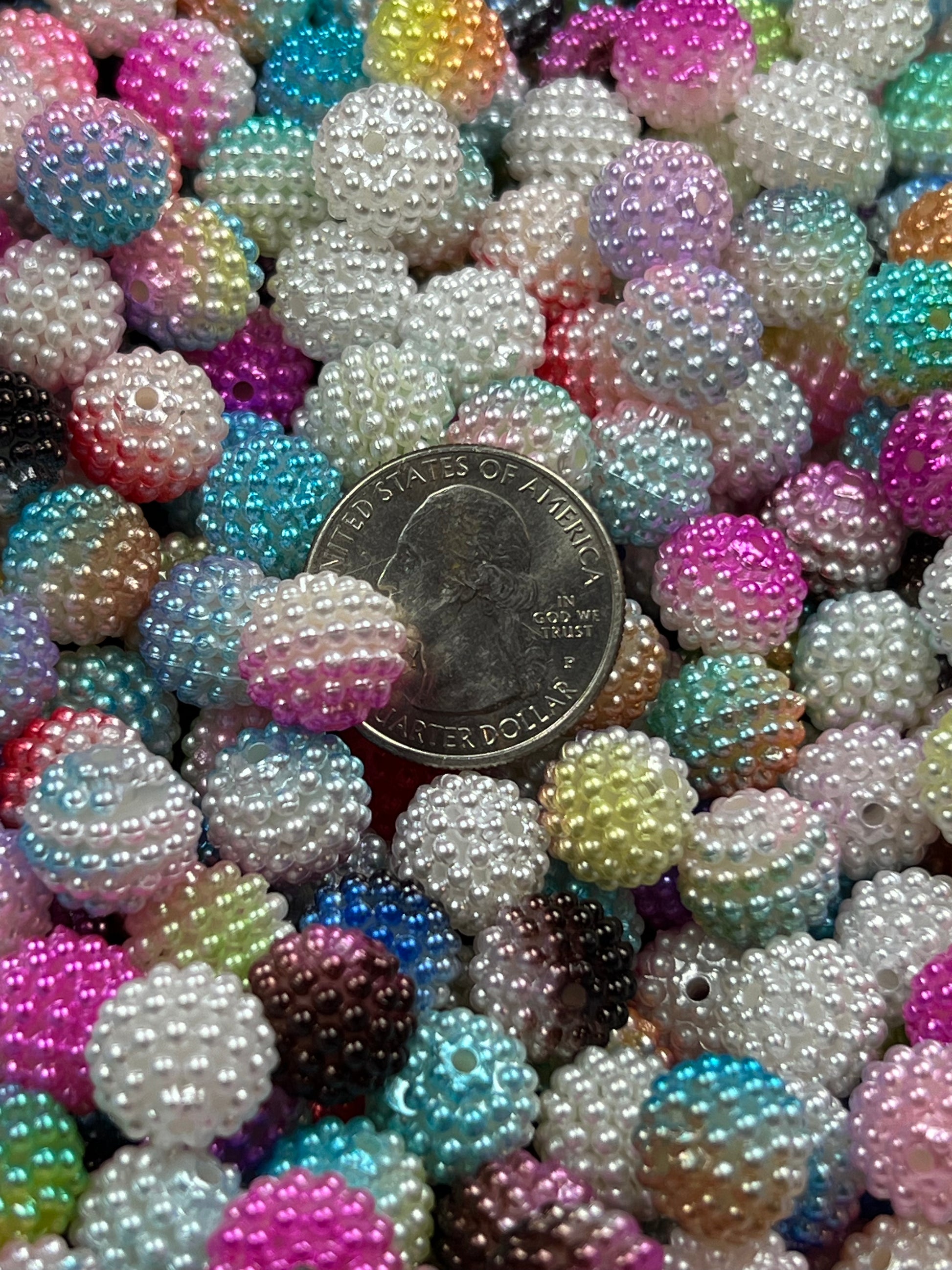 25 12mm Acrylic Berry Beads in Mixed Colors