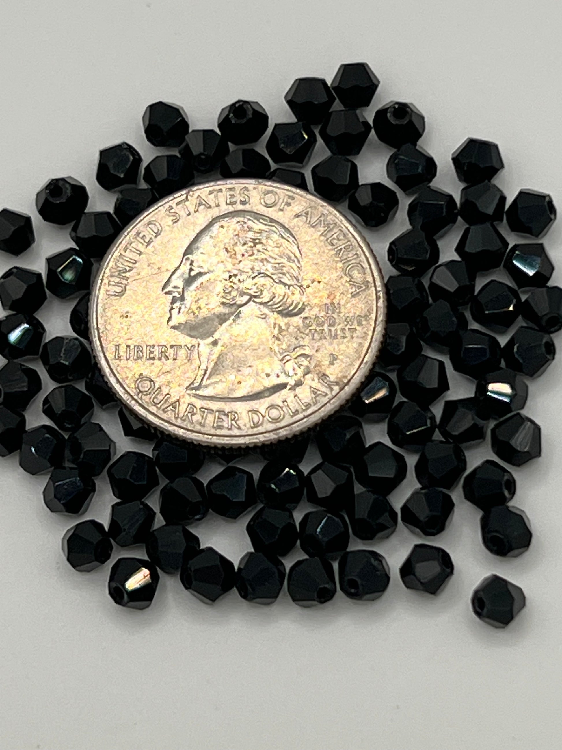 100 mm Glass Faceted Bicone Beads Black