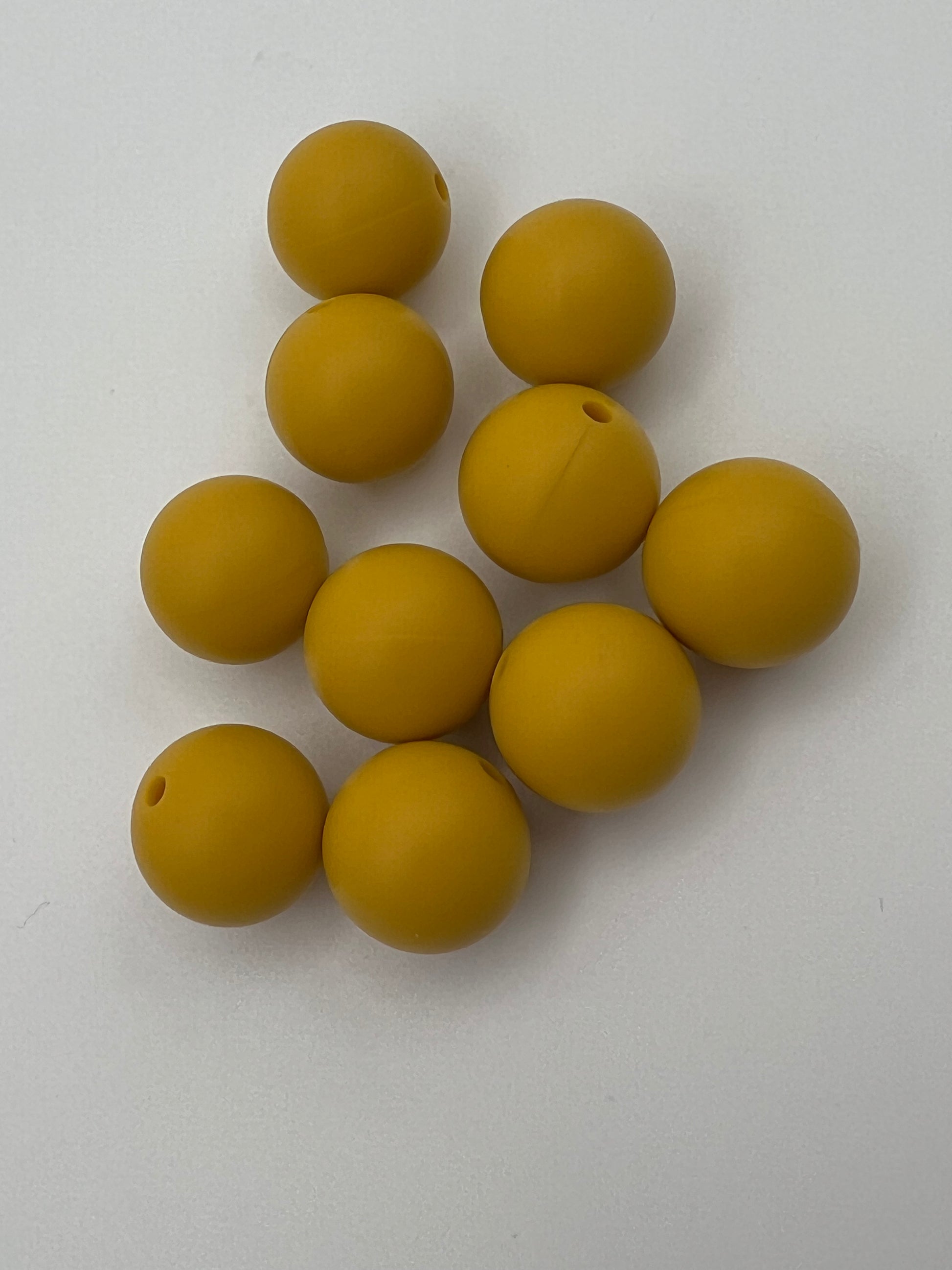 10 15mm Round Silicone Beads Mustard Yellow
