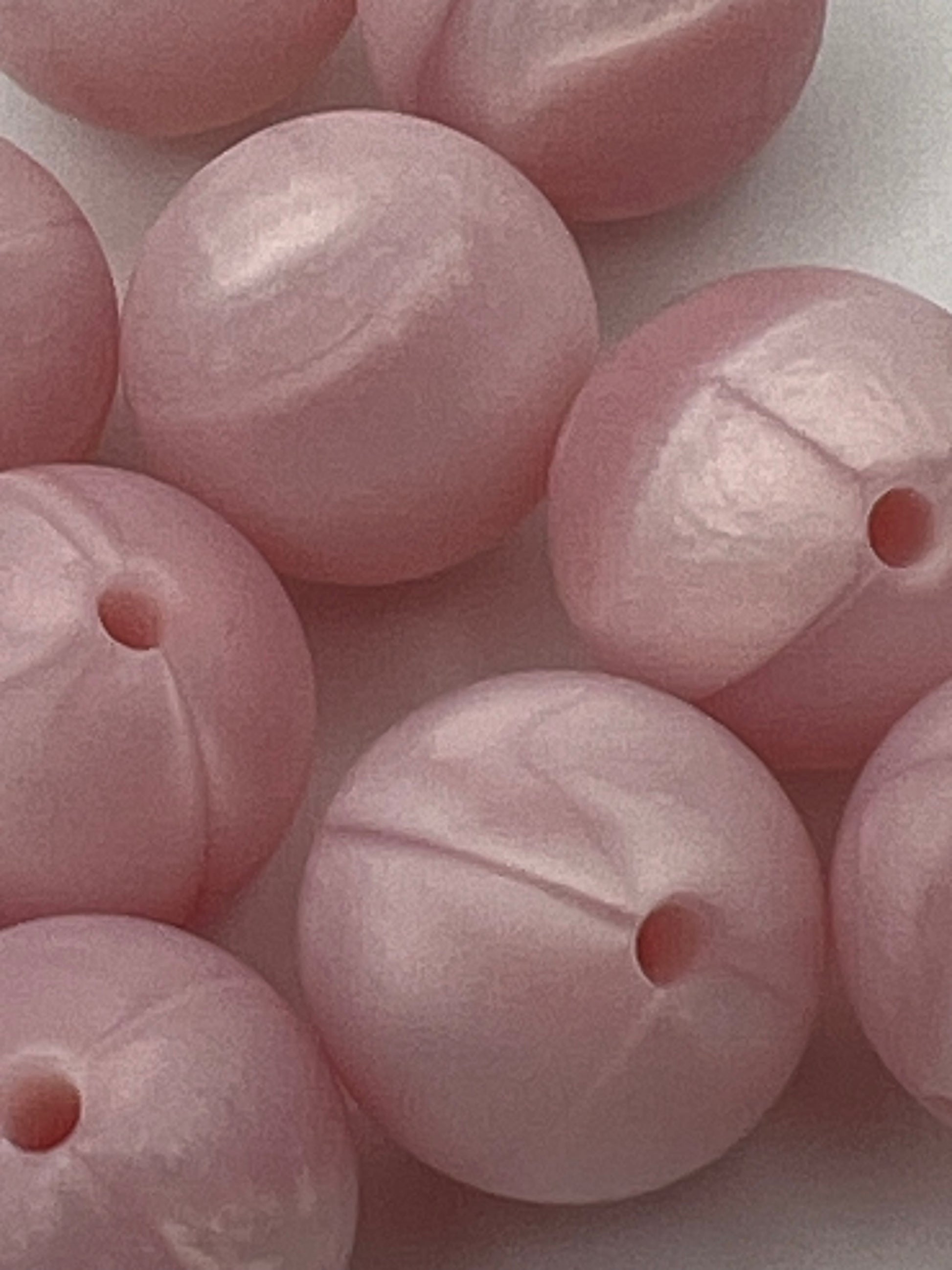 10 15mm Round Silicone Beads Pink Pearl