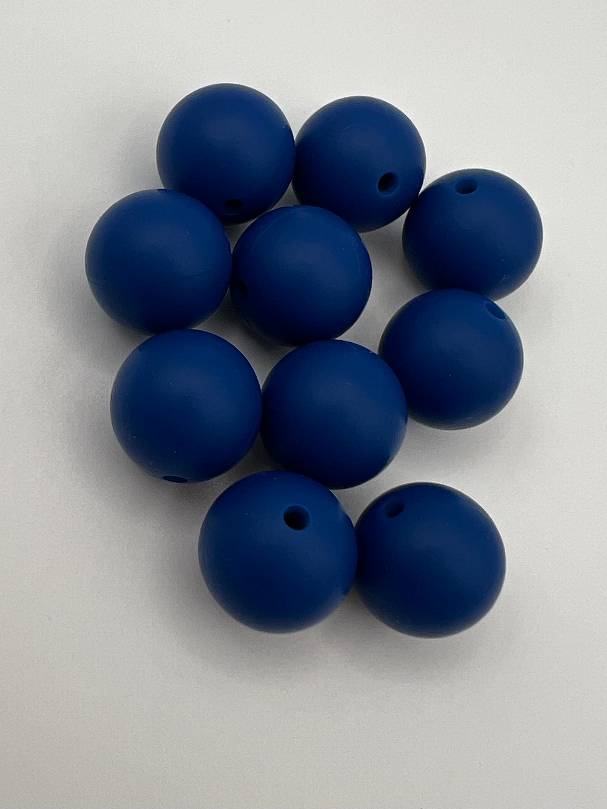 10 15mm Round Silicone Beads Marine Blue