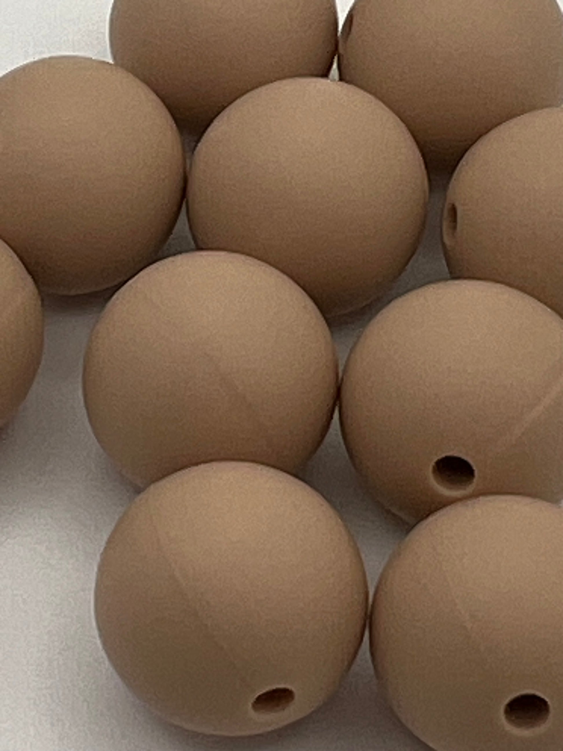 10 15mm Round Silicone Beads Khaki