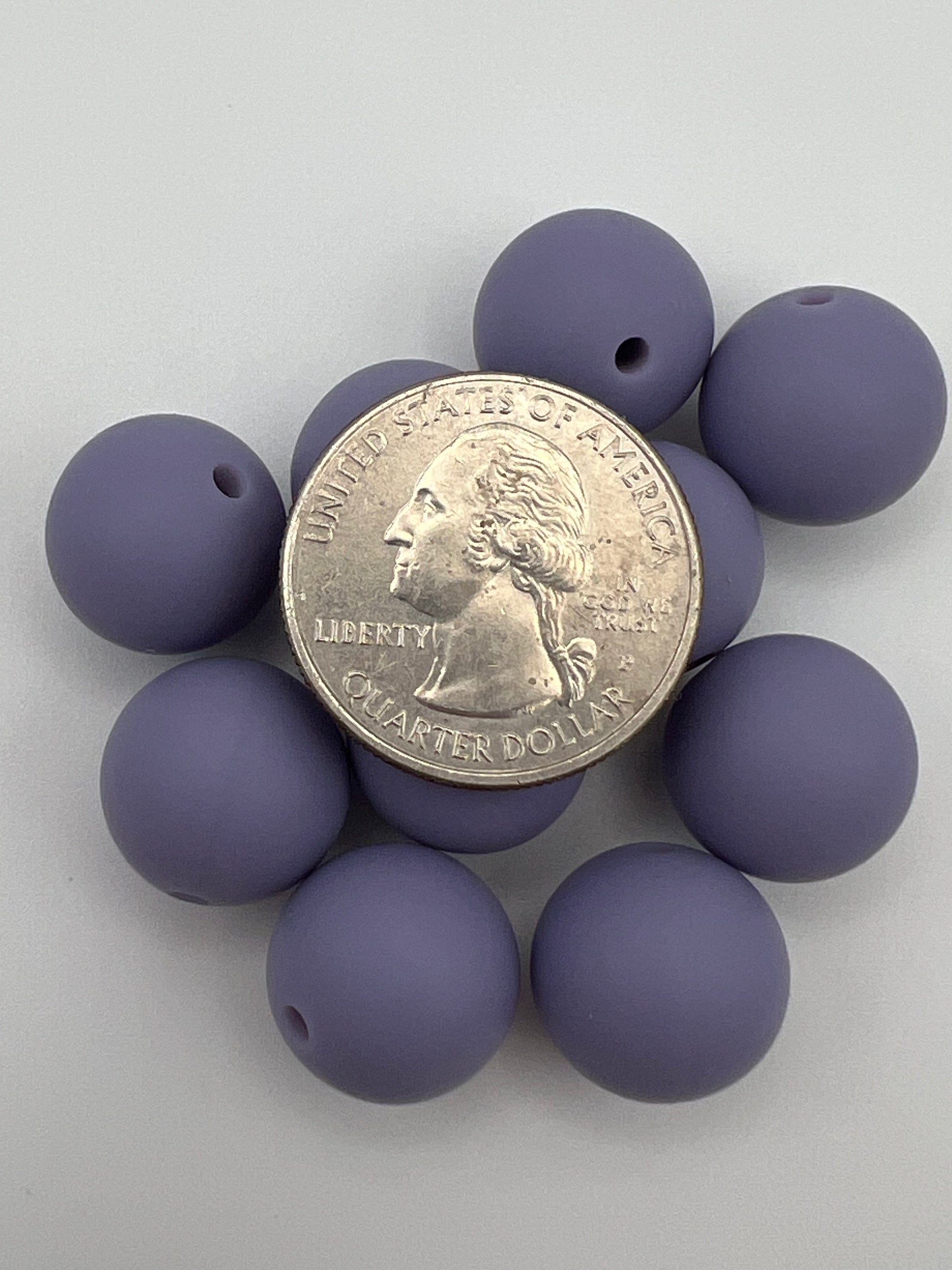 10 15mm Round Silicone Beads Slate Blue