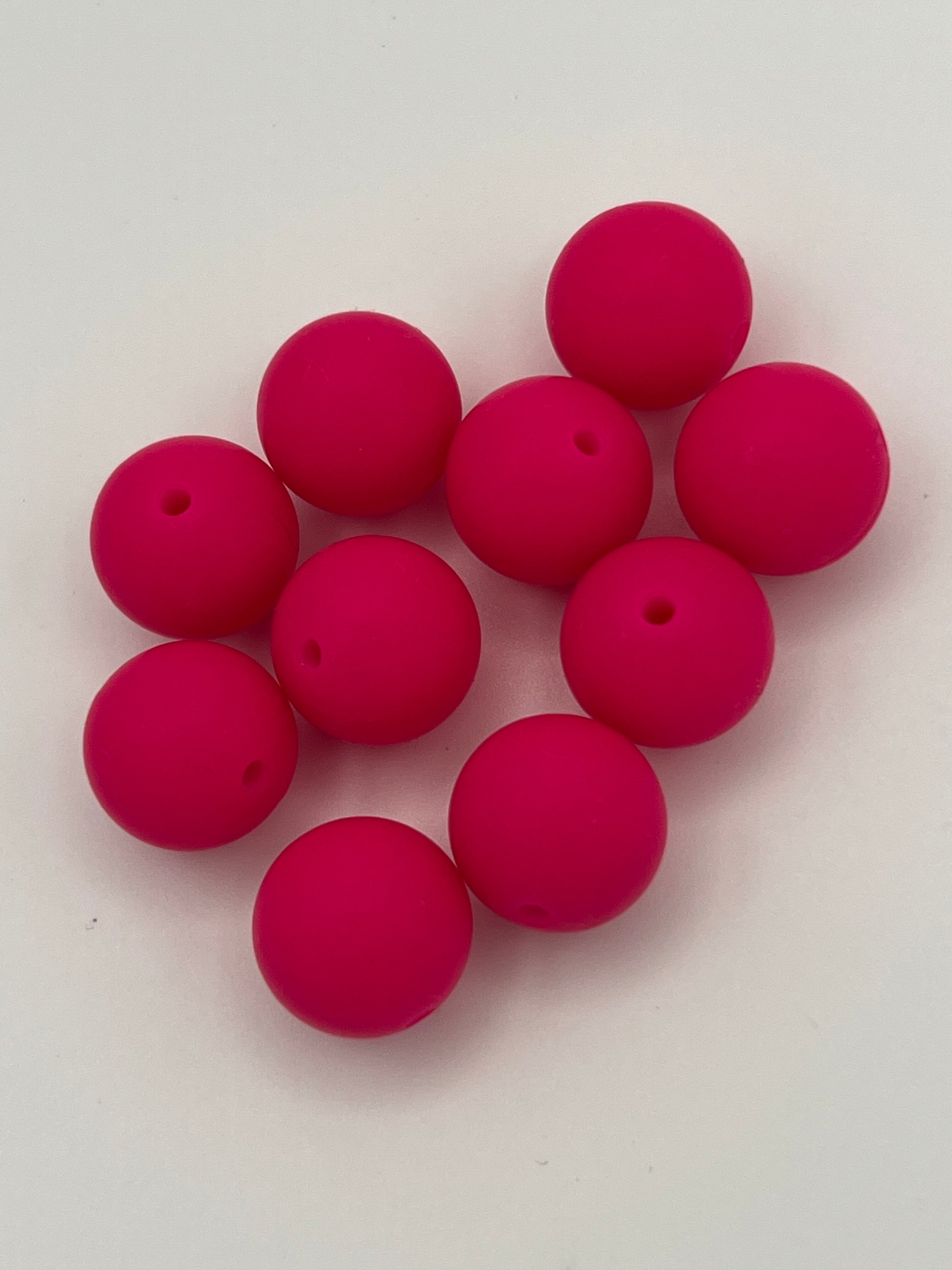 10 15mm Silicone Beads Deep Pink