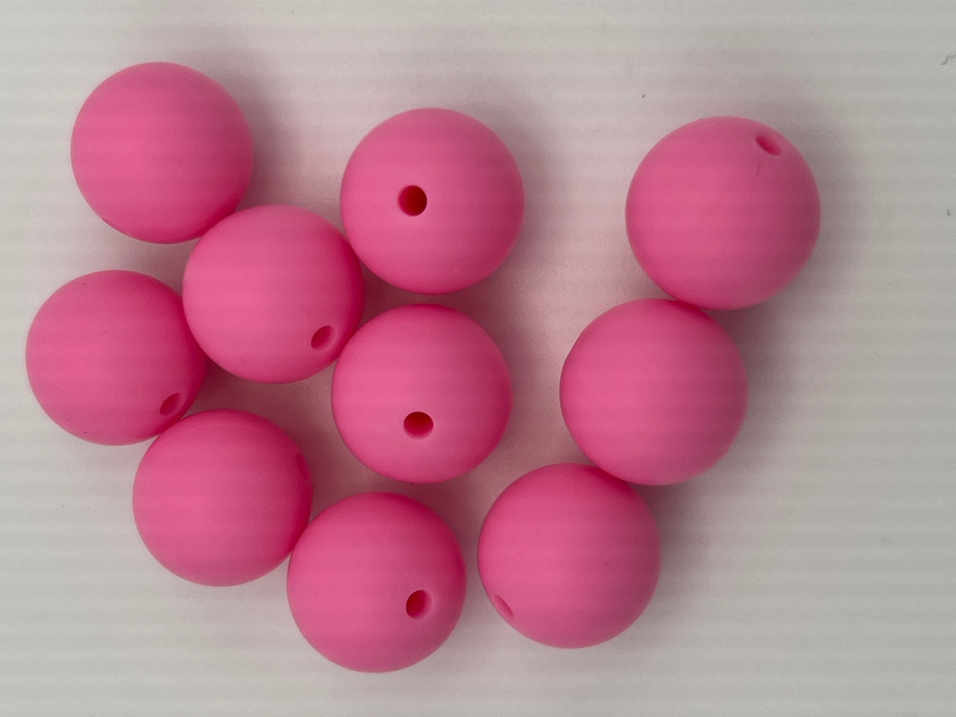 10 15mm Round Silicone Beads Bright Pink