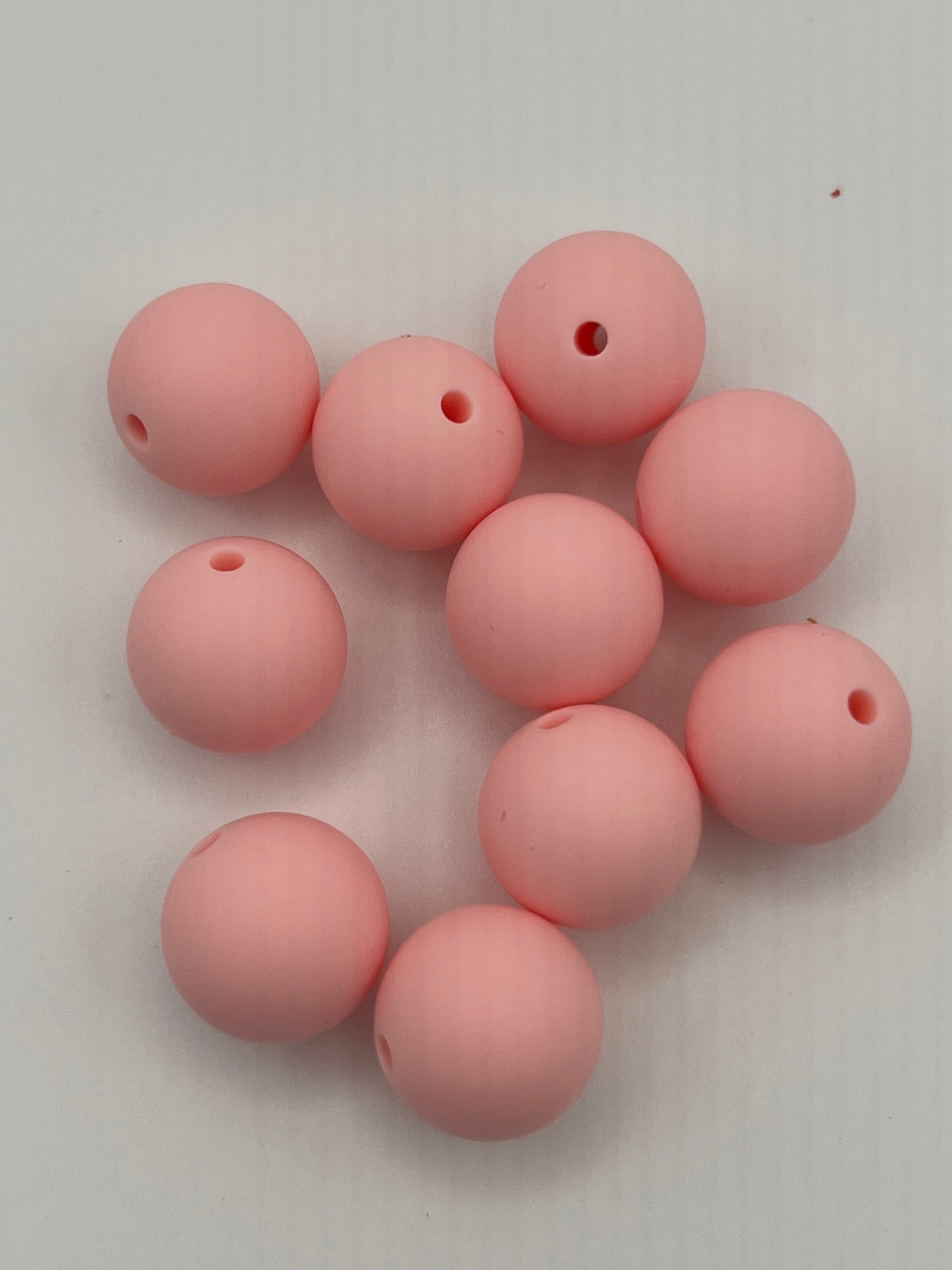 10 15mm Round Silicone Beads Pink