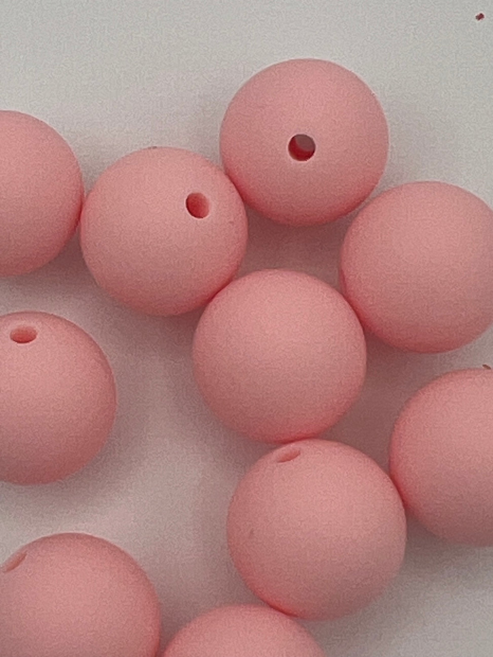10 15mm Round Silicone Beads Pink