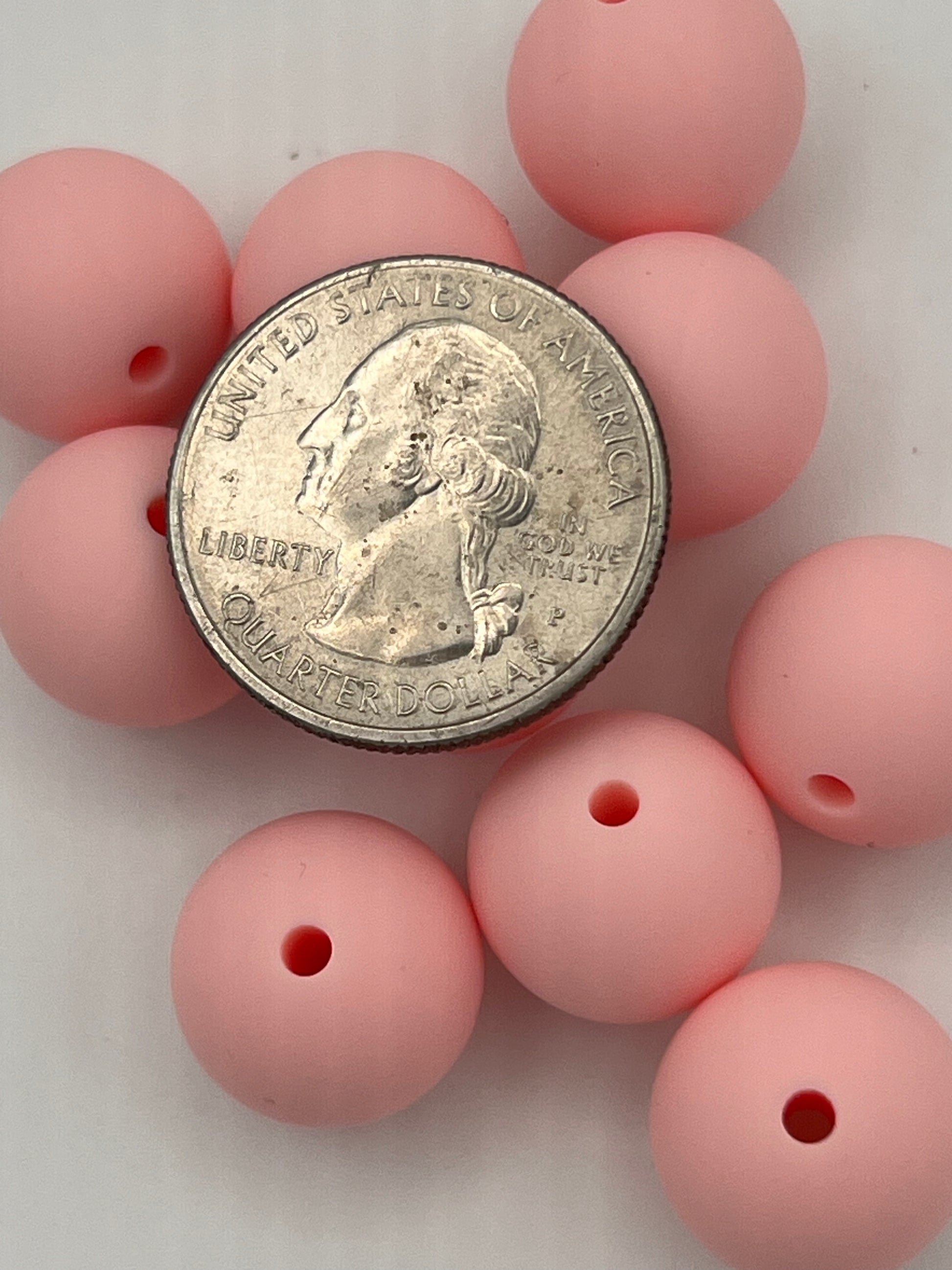 10 15mm Round Silicone Beads Pink