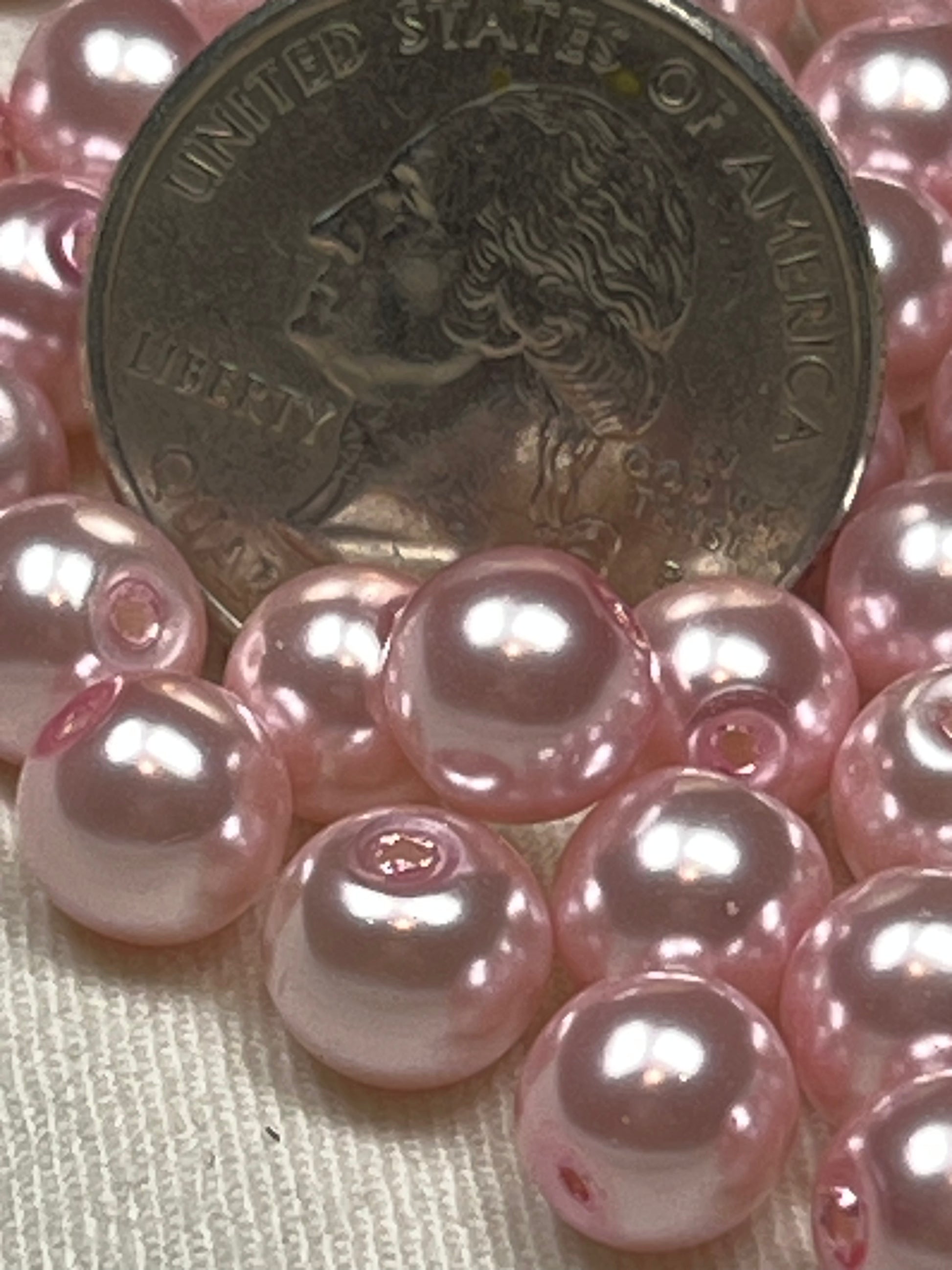 50 8mm Glass Pearl Beads Pink