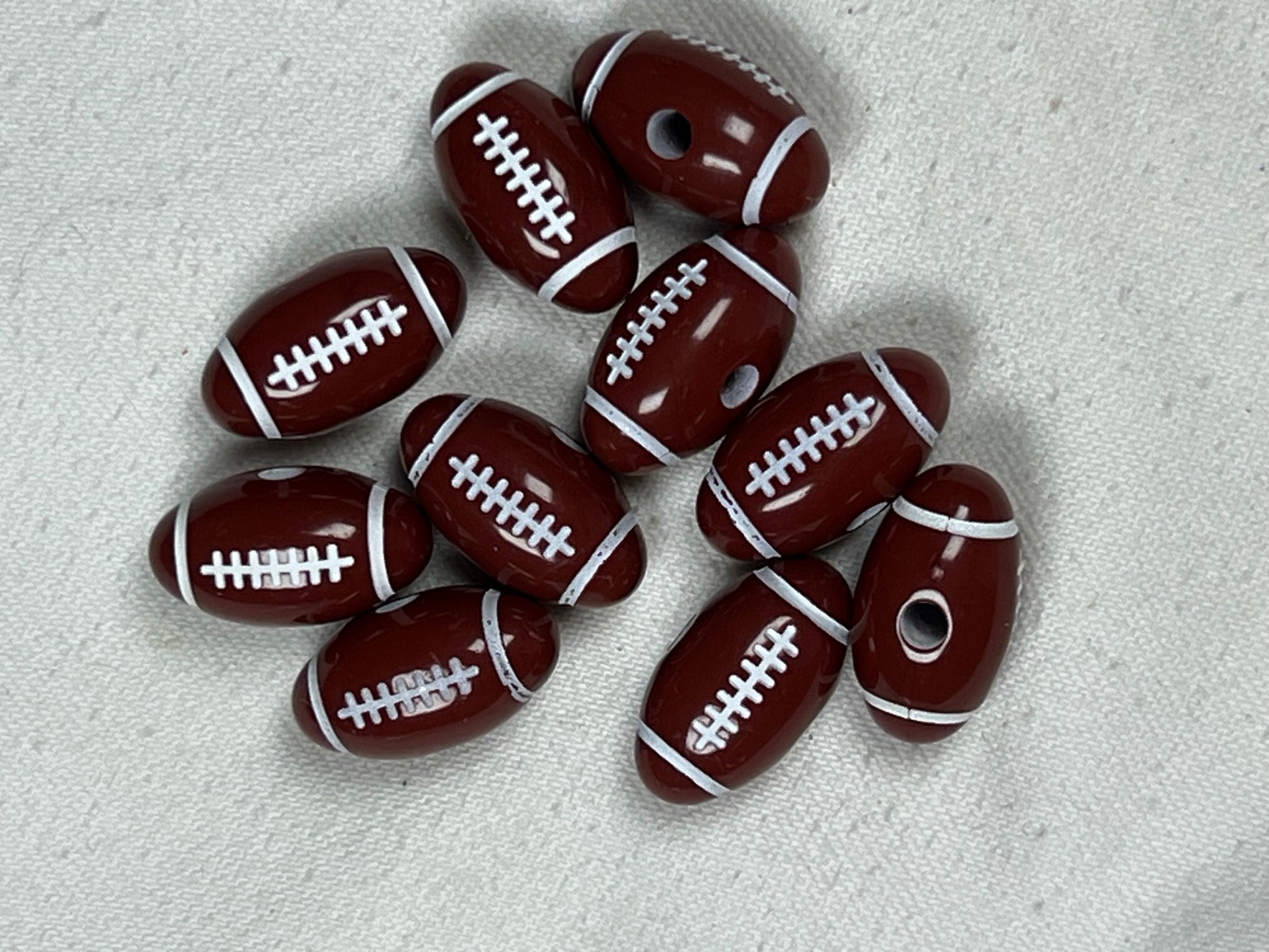 10 Acrylic Football Beads