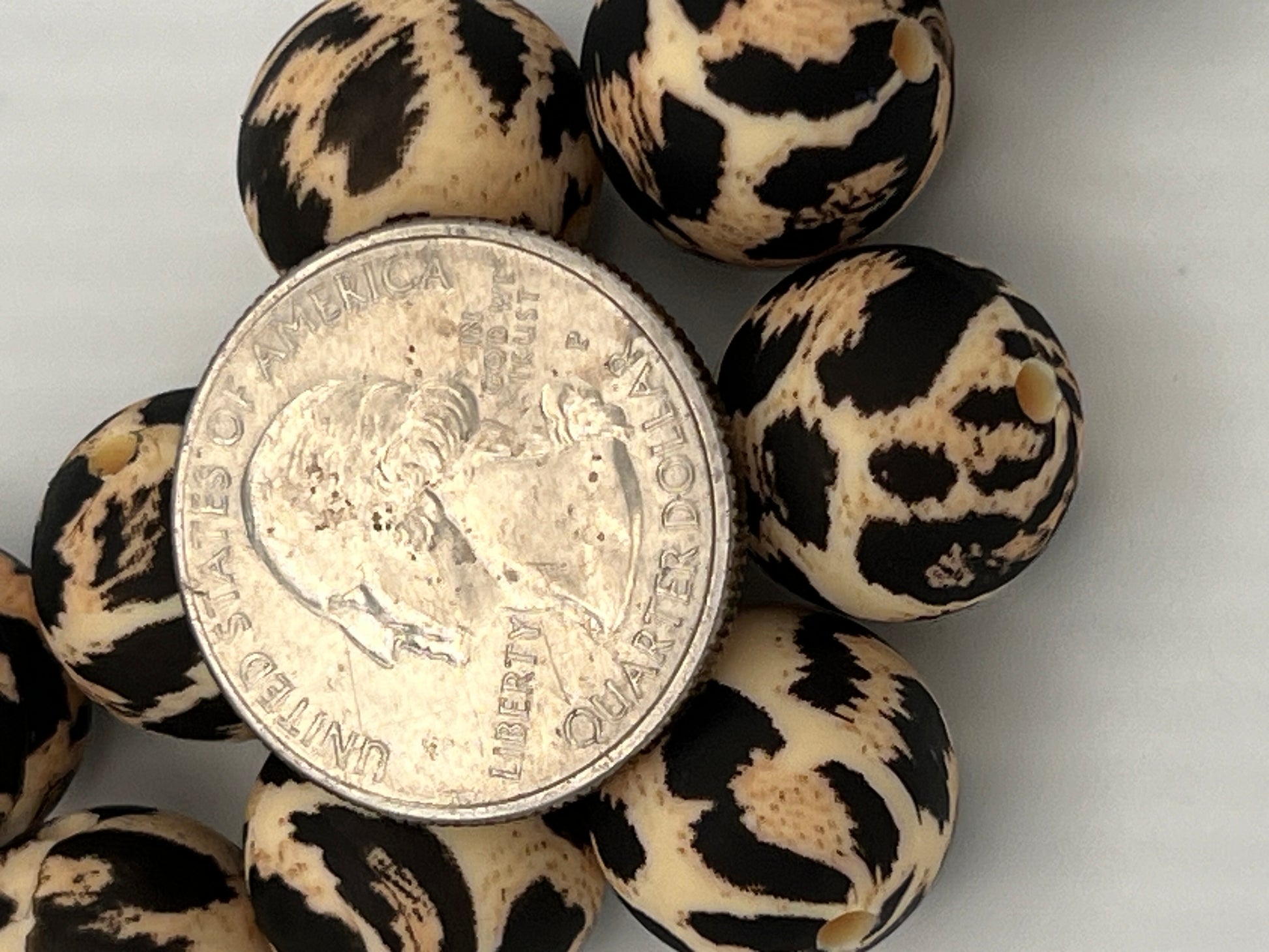 10 15mm Silicone Beads in Tiger