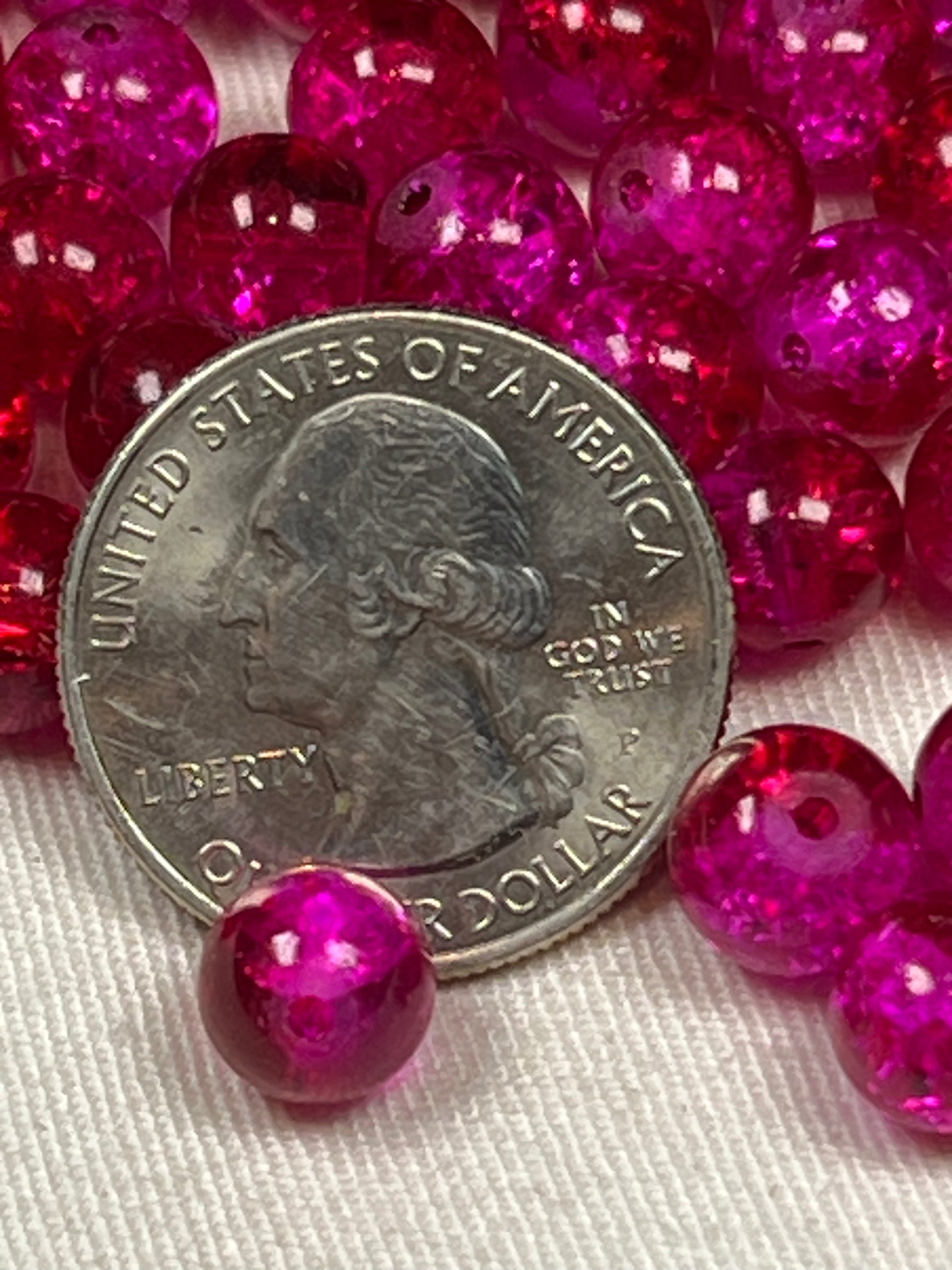 50 8mm Two-Tone Crackle Glass Beads Retro