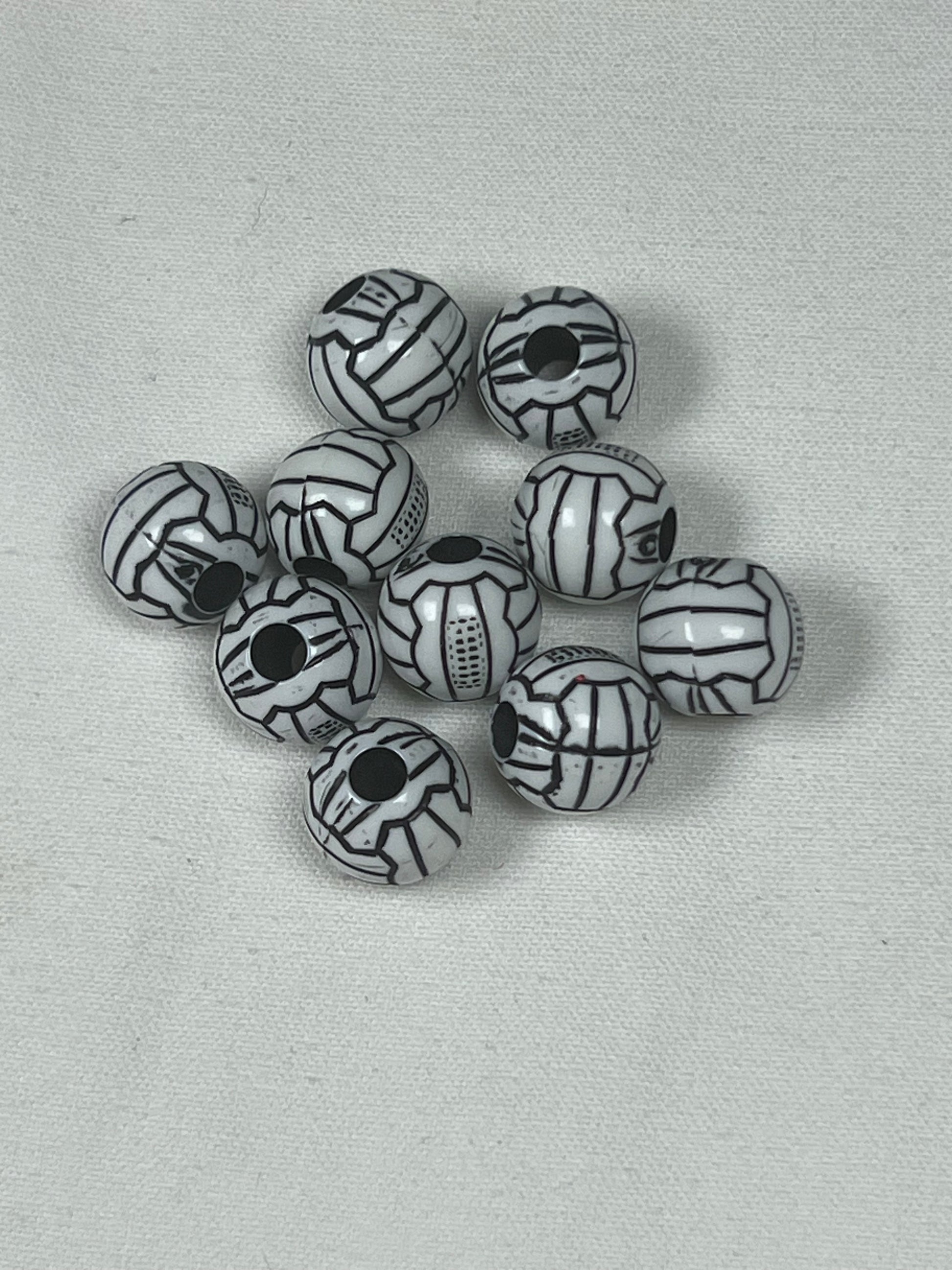 10 Acrylic Volleyball Beads