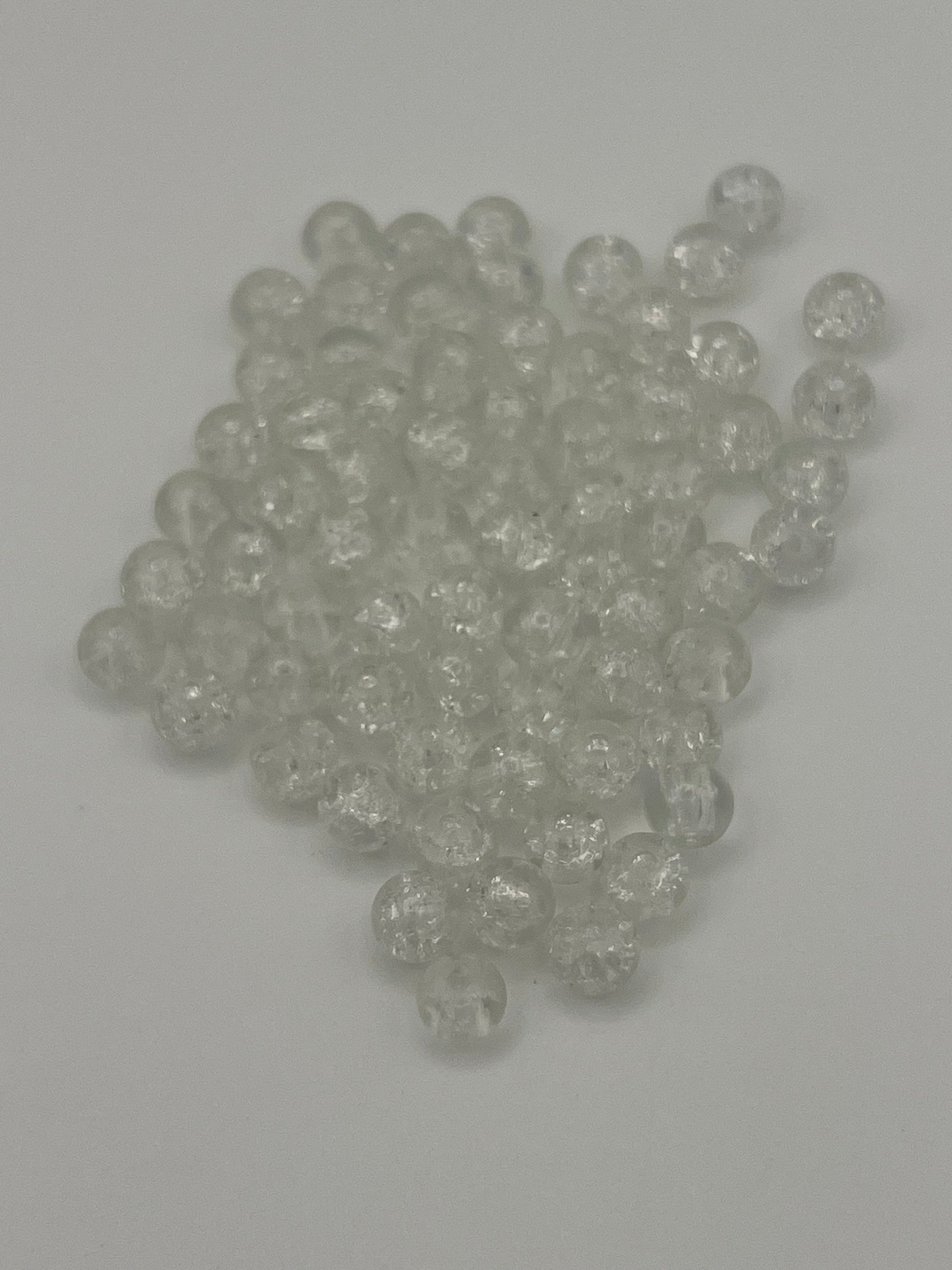 75 6mm Crackle Glass Beads Clear