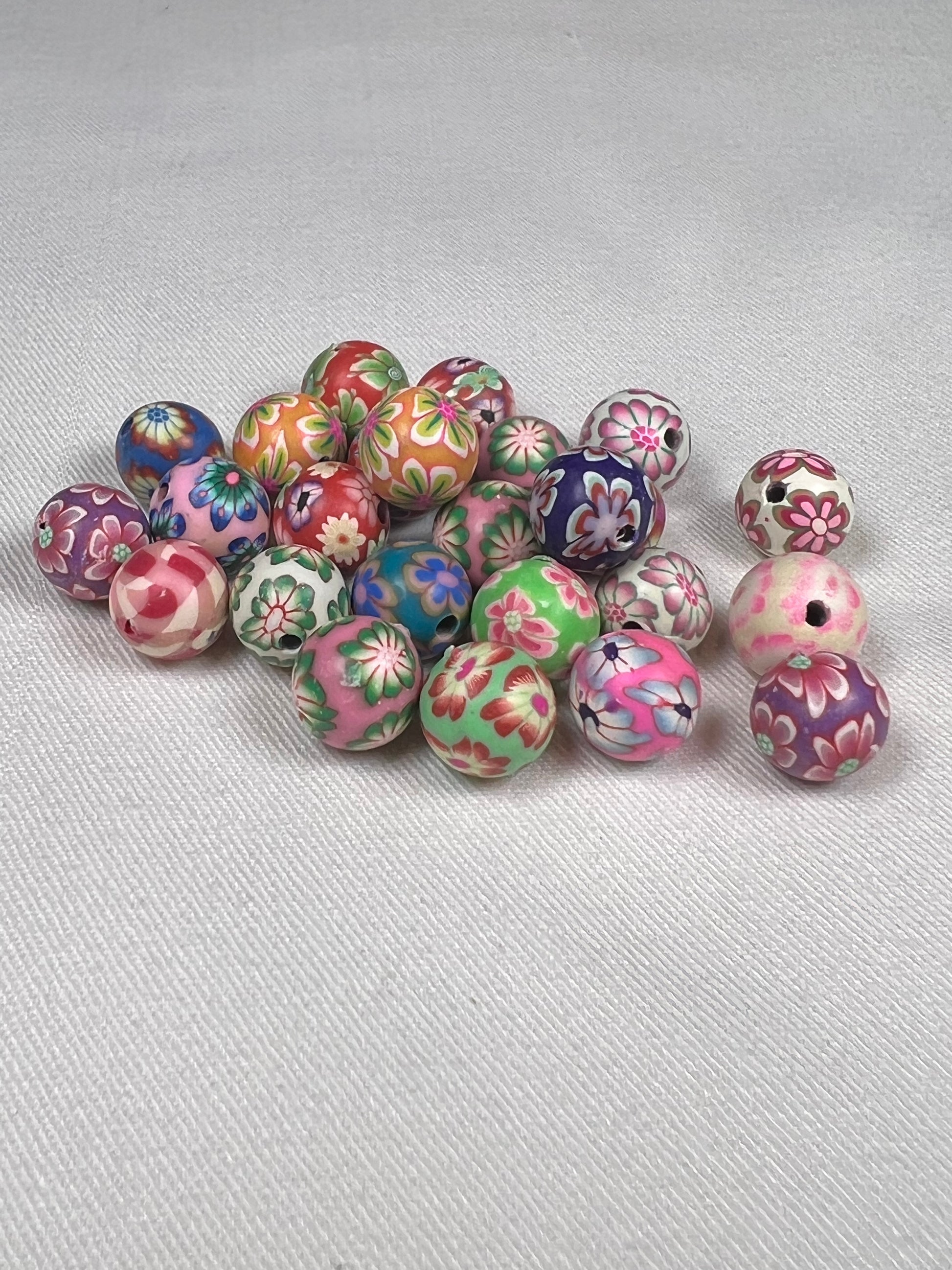 35 10mm Polymer Clay Beads Mixed Colors