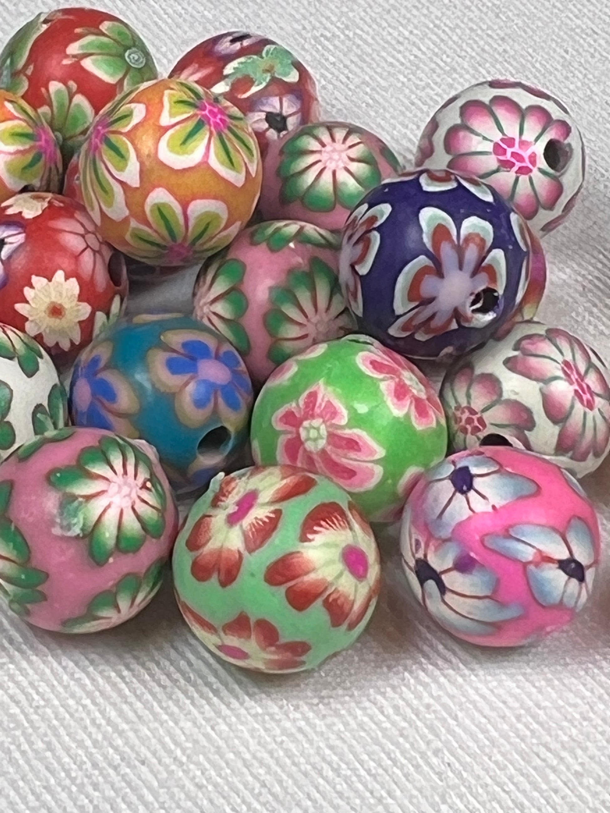 35 10mm Polymer Clay Beads Mixed Colors