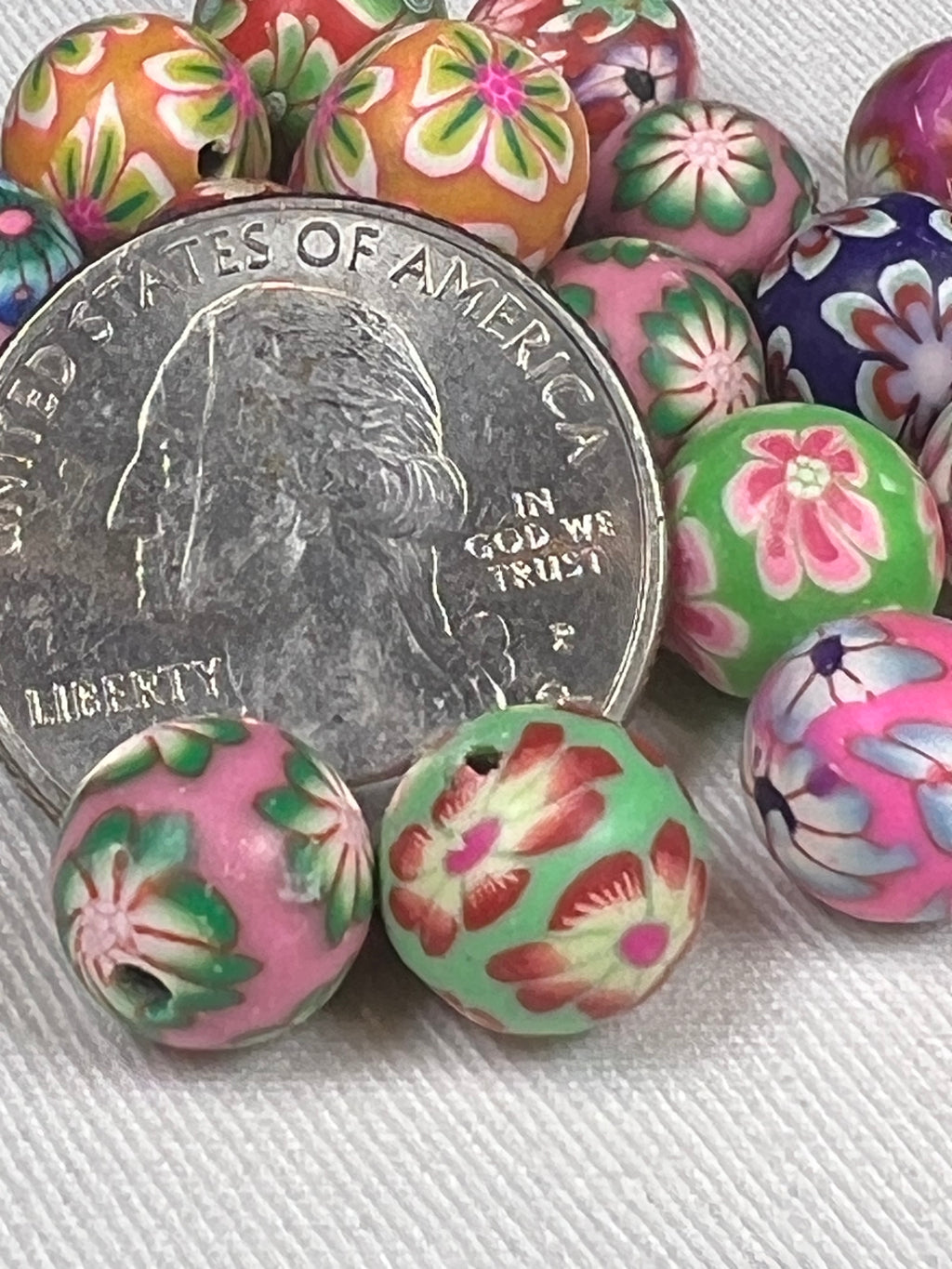 35 10mm Polymer Clay Beads Mixed Colors