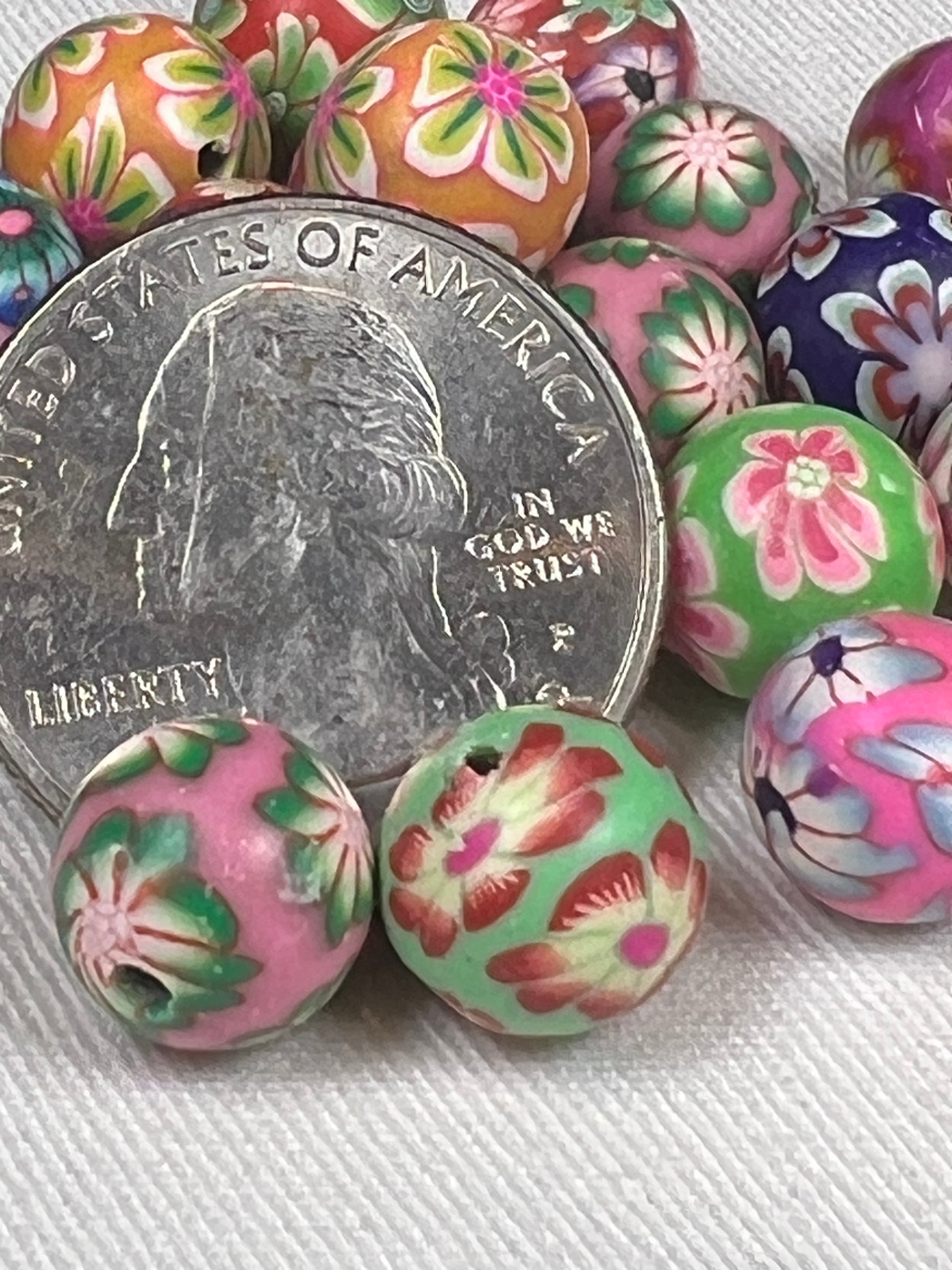 35 10mm Polymer Clay Beads Mixed Colors