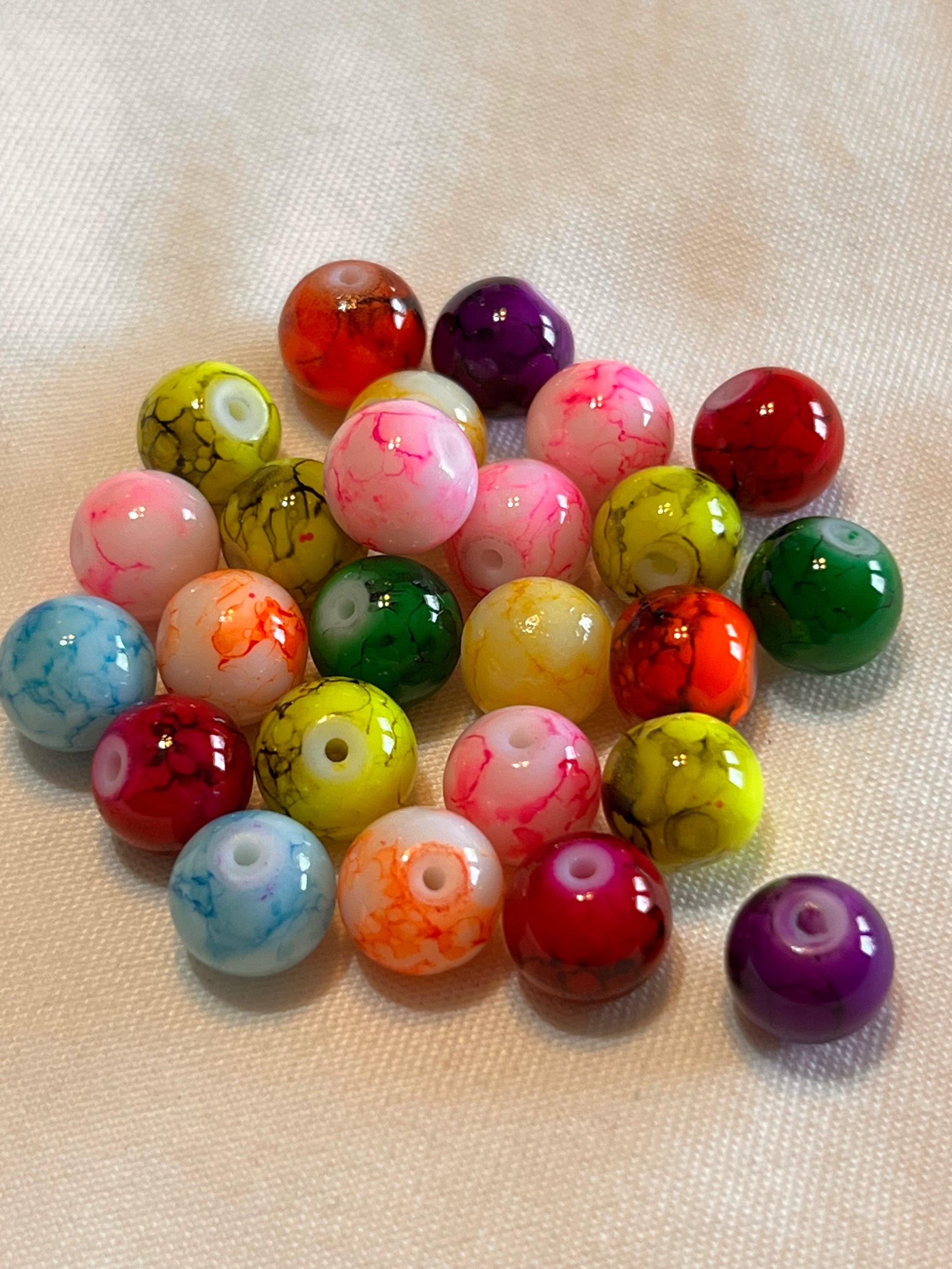 35 10mm Painted Swirl Glass Beads