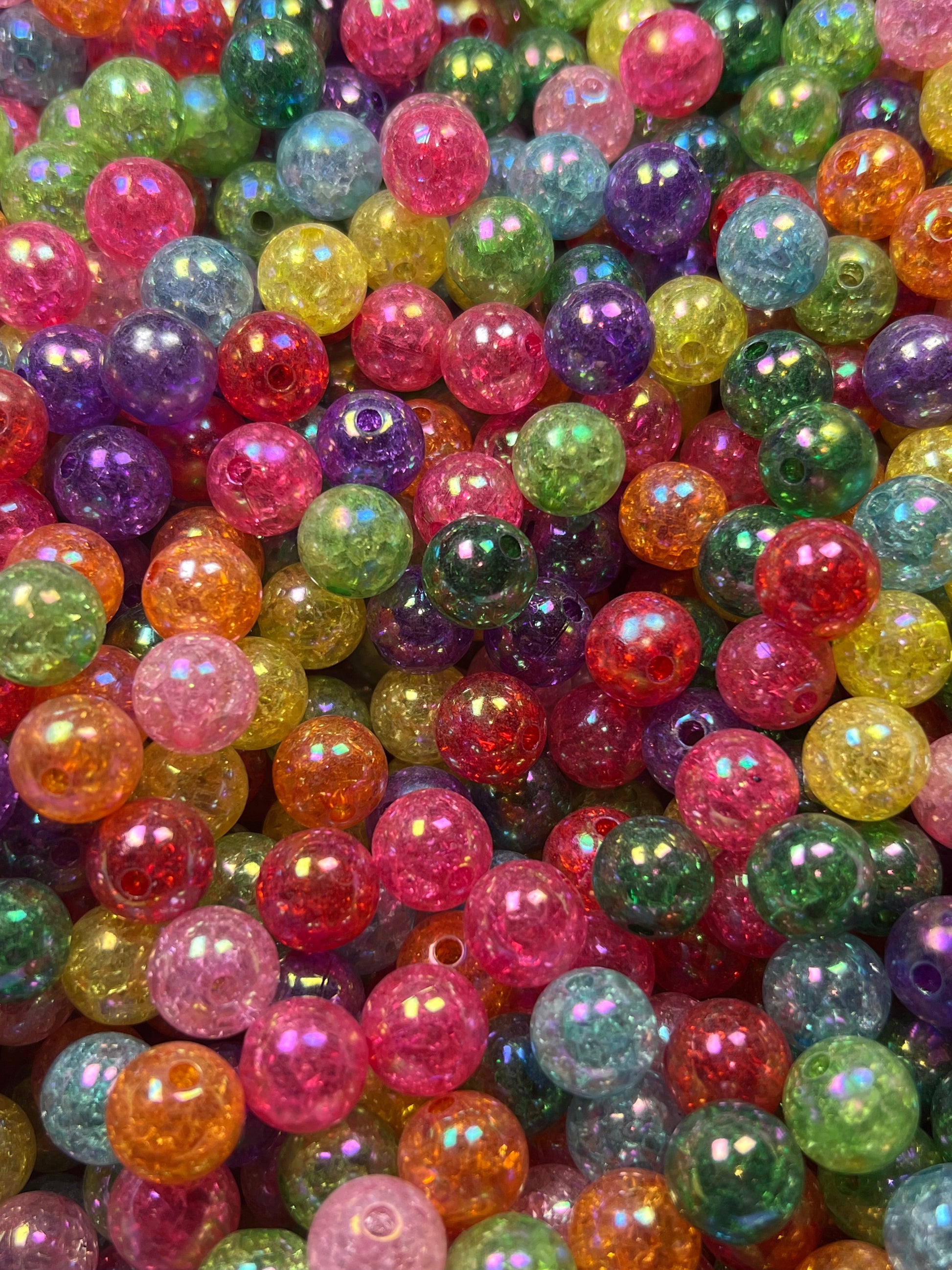25 12mm Acrylic Bubblegum Crackle Beads Mixed Colors