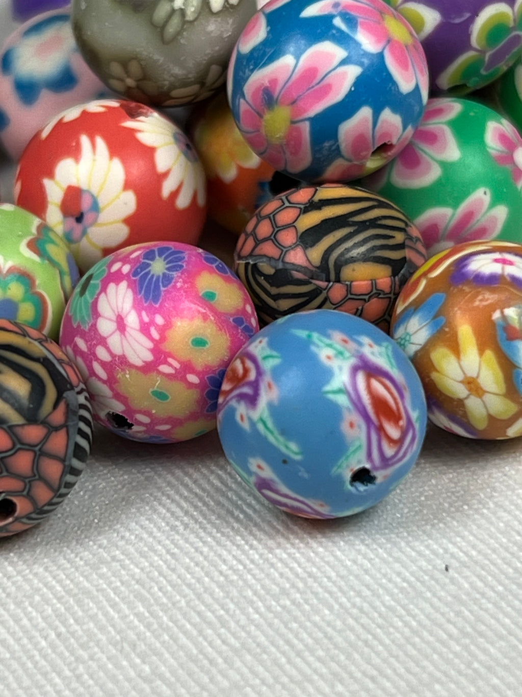 25 12mm Polymer Clay Beads Mixed Colors