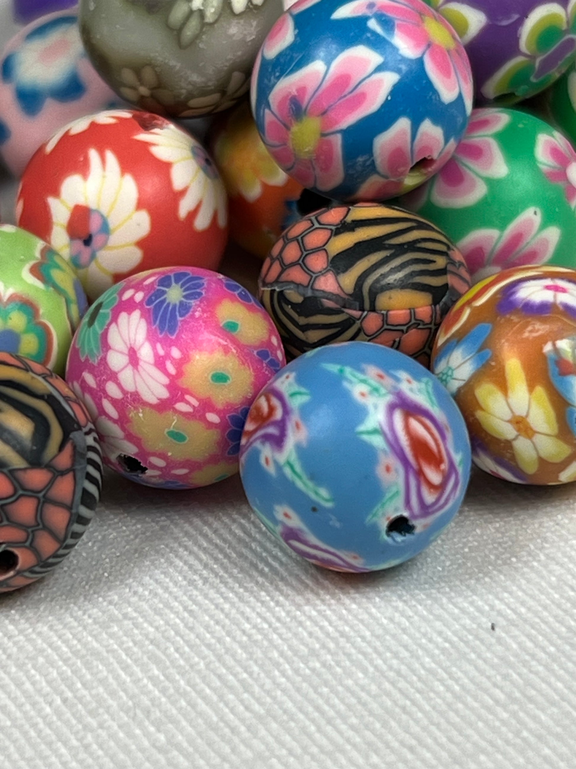 25 12mm Polymer Clay Beads Mixed Colors